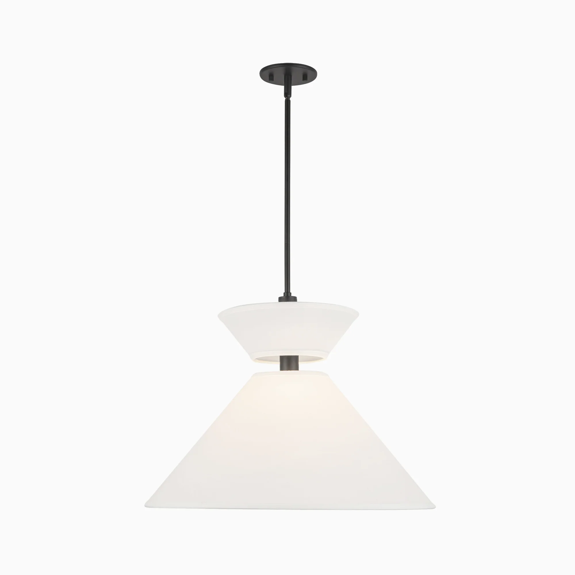 Cassie 22" 1 Light Pendant in Matte Black/White Linen