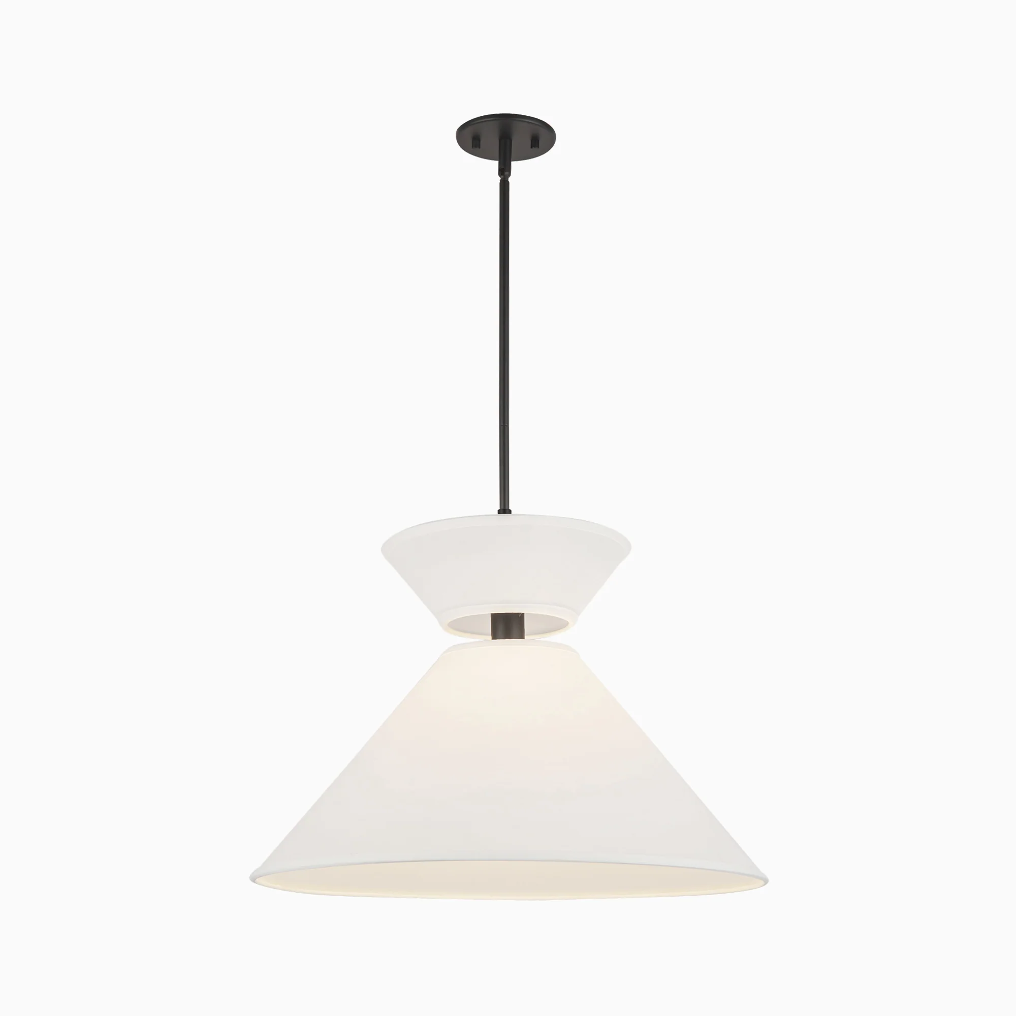 Cassie 22" 1 Light Pendant in Matte Black/White Linen - Image 2