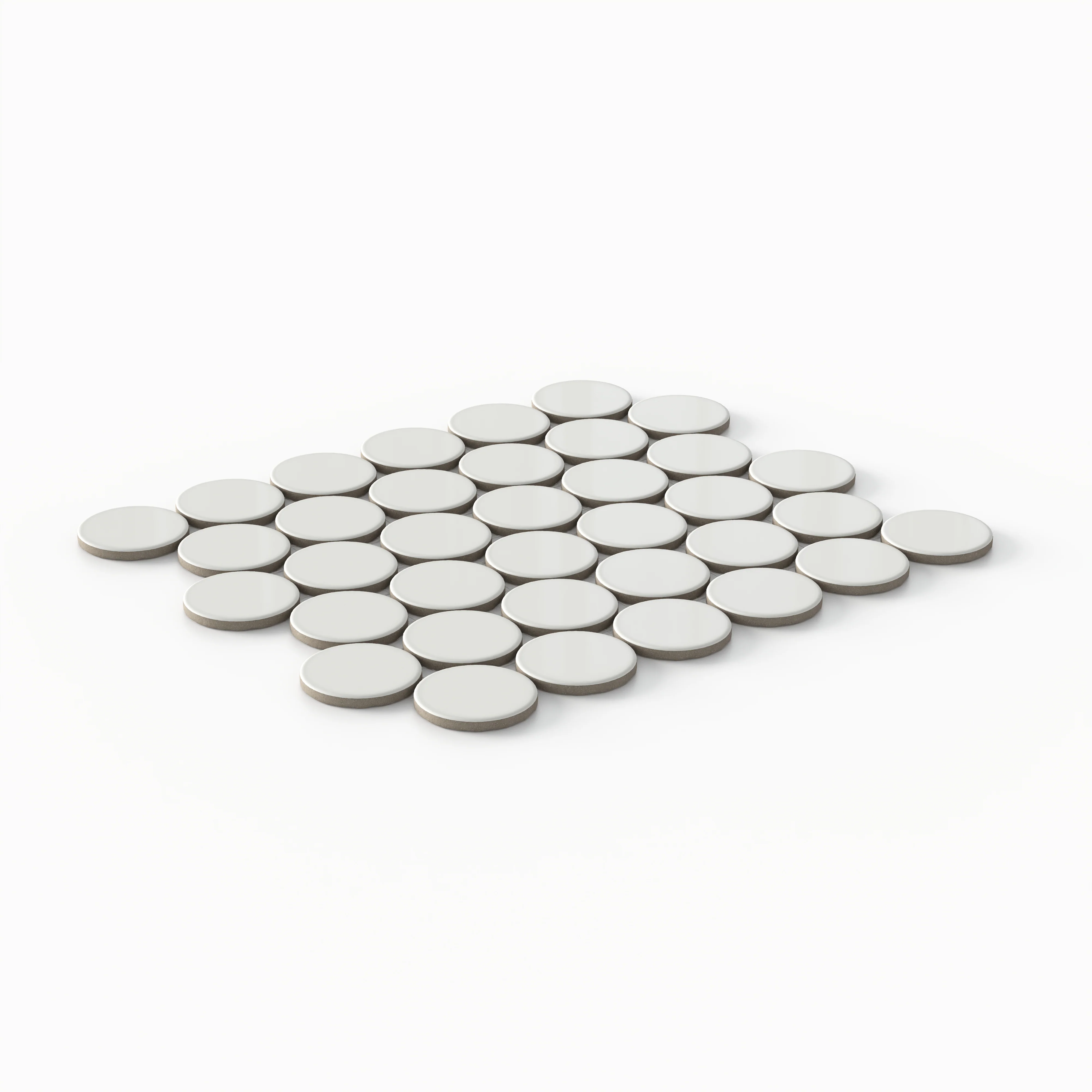 Cece 12x12 Glossy Porcelain 2" Round Mosaic Tile in White - Image 2
