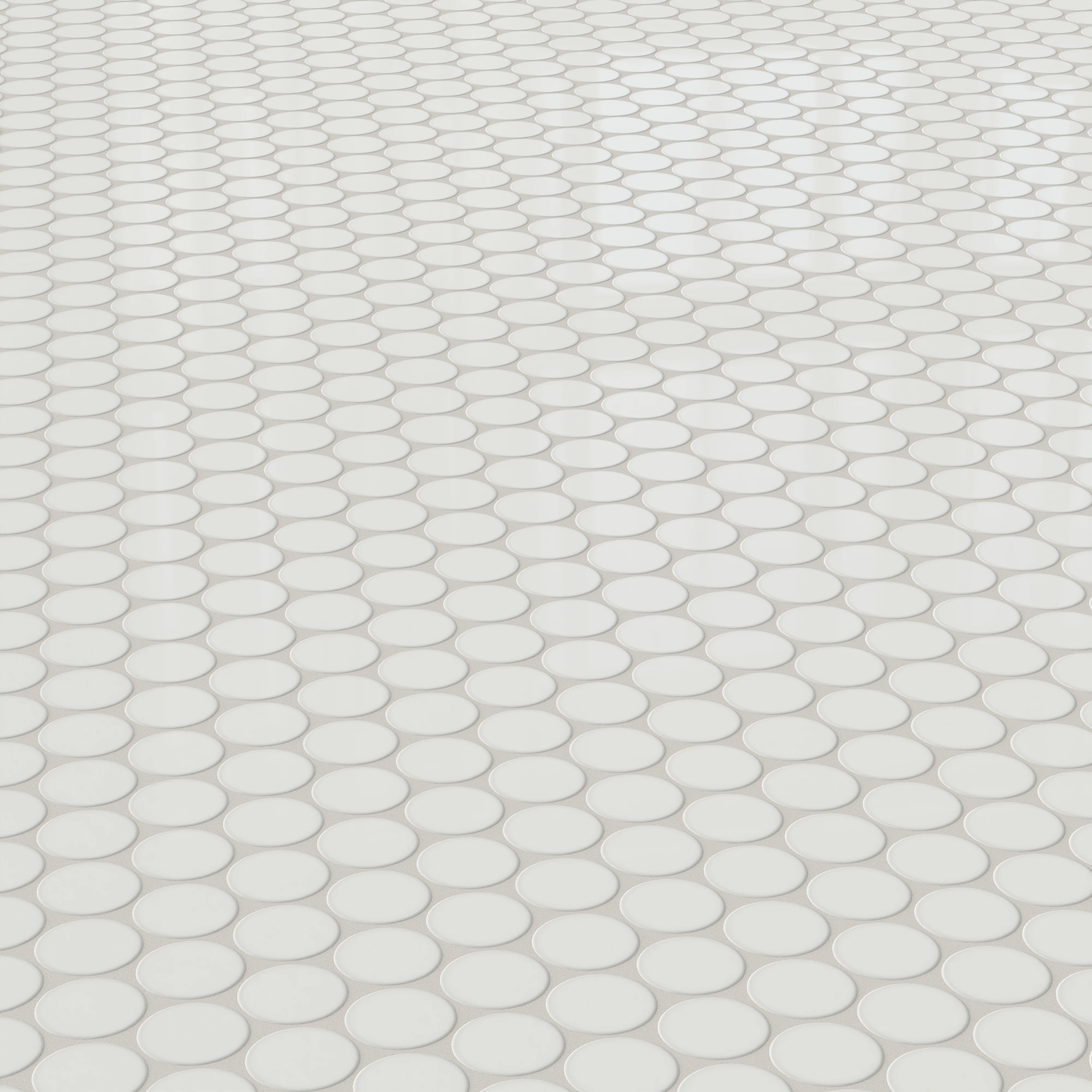 Cece 12x12 Glossy Porcelain 2" Round Mosaic Tile in White - Image 3