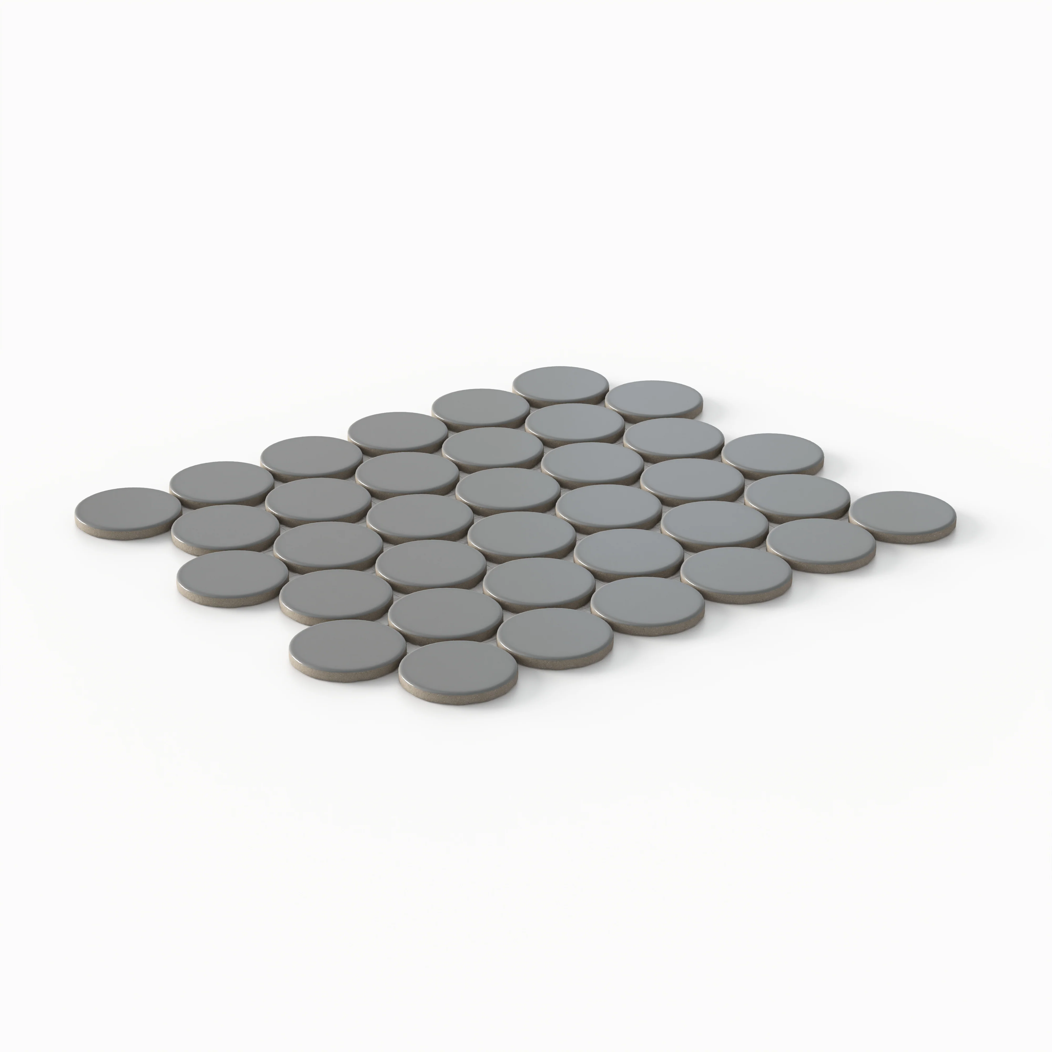 Cece 12x12 Matte Porcelain 2" Round Mosaic Tile in Grey - Image 3