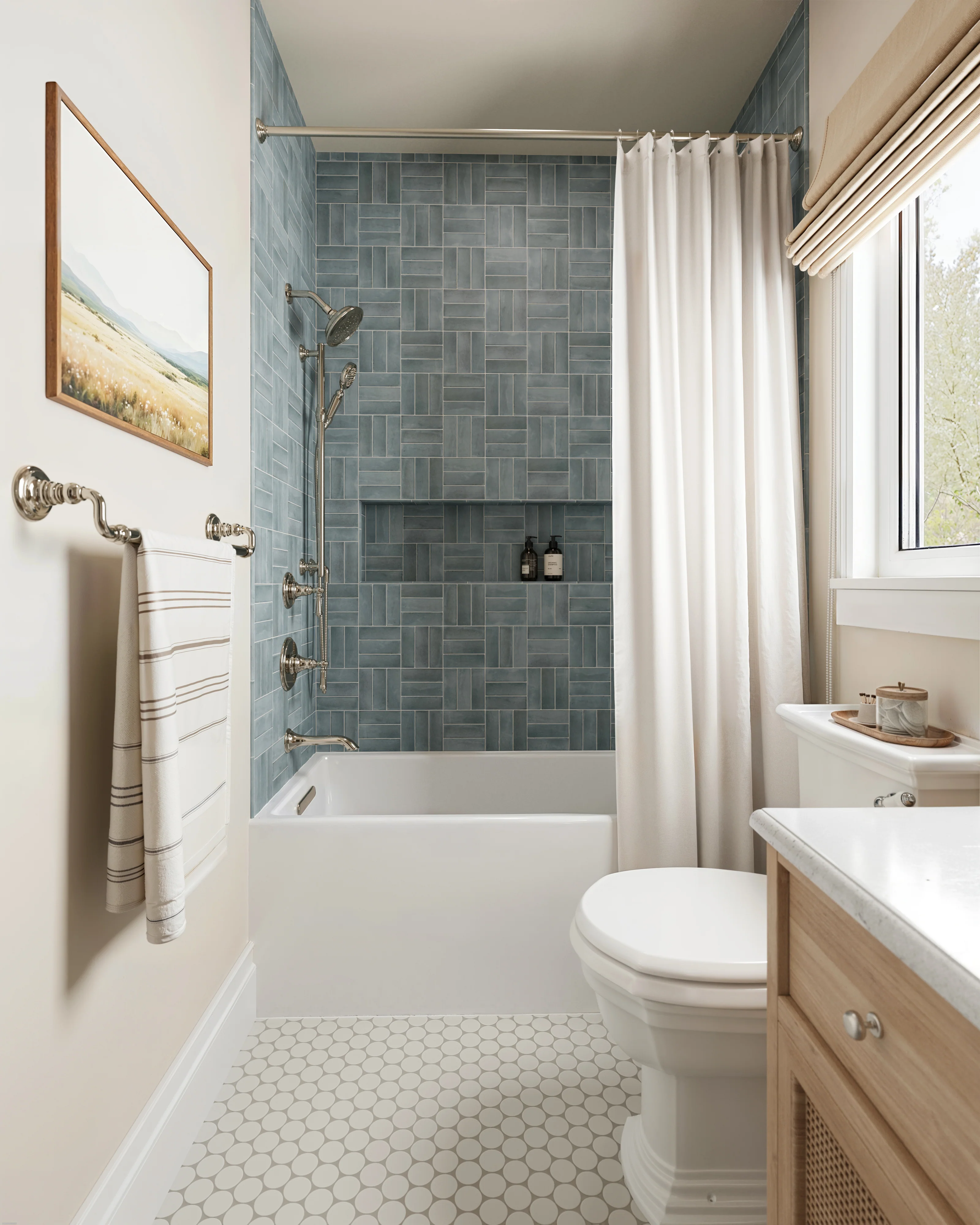 Cece 12x12 Matte Porcelain 2" Round Mosaic Tile in White - Image 2