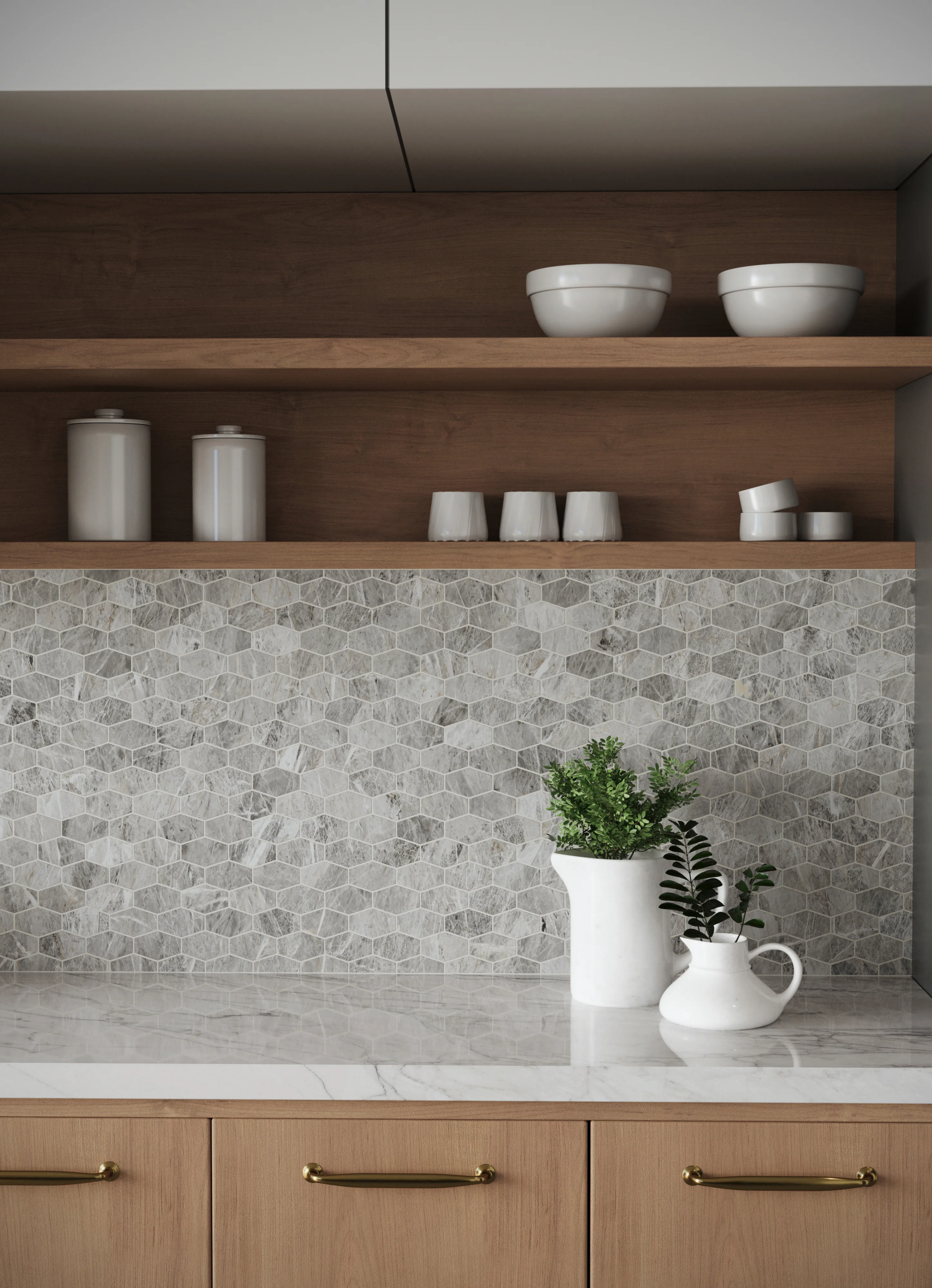 Chantel 12x11 Polished Porcelain Hexagon Mosaic Tile in Imperial - Image 2
