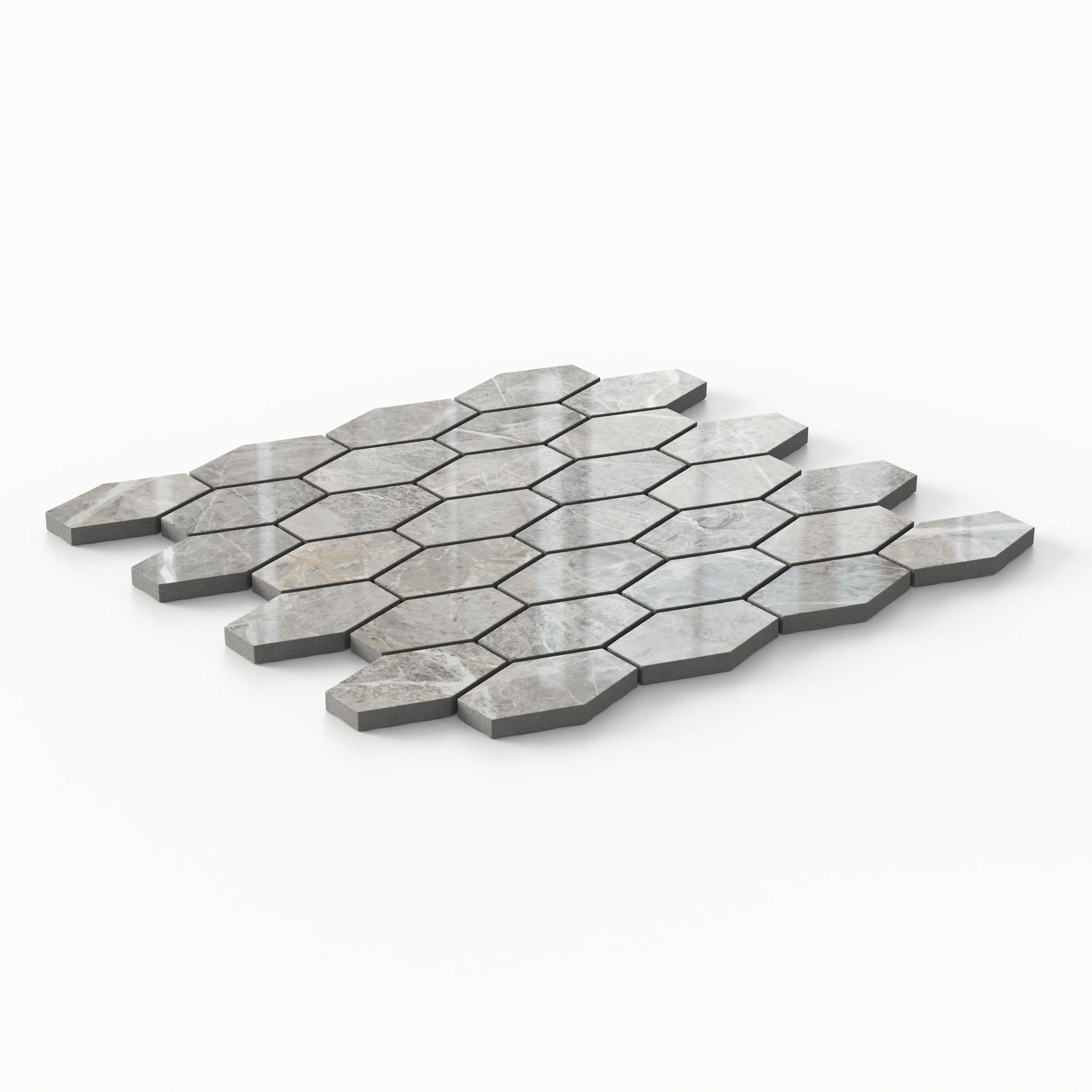 Chantel 12x11 Polished Porcelain Hexagon Mosaic Tile in Imperial - Image 3