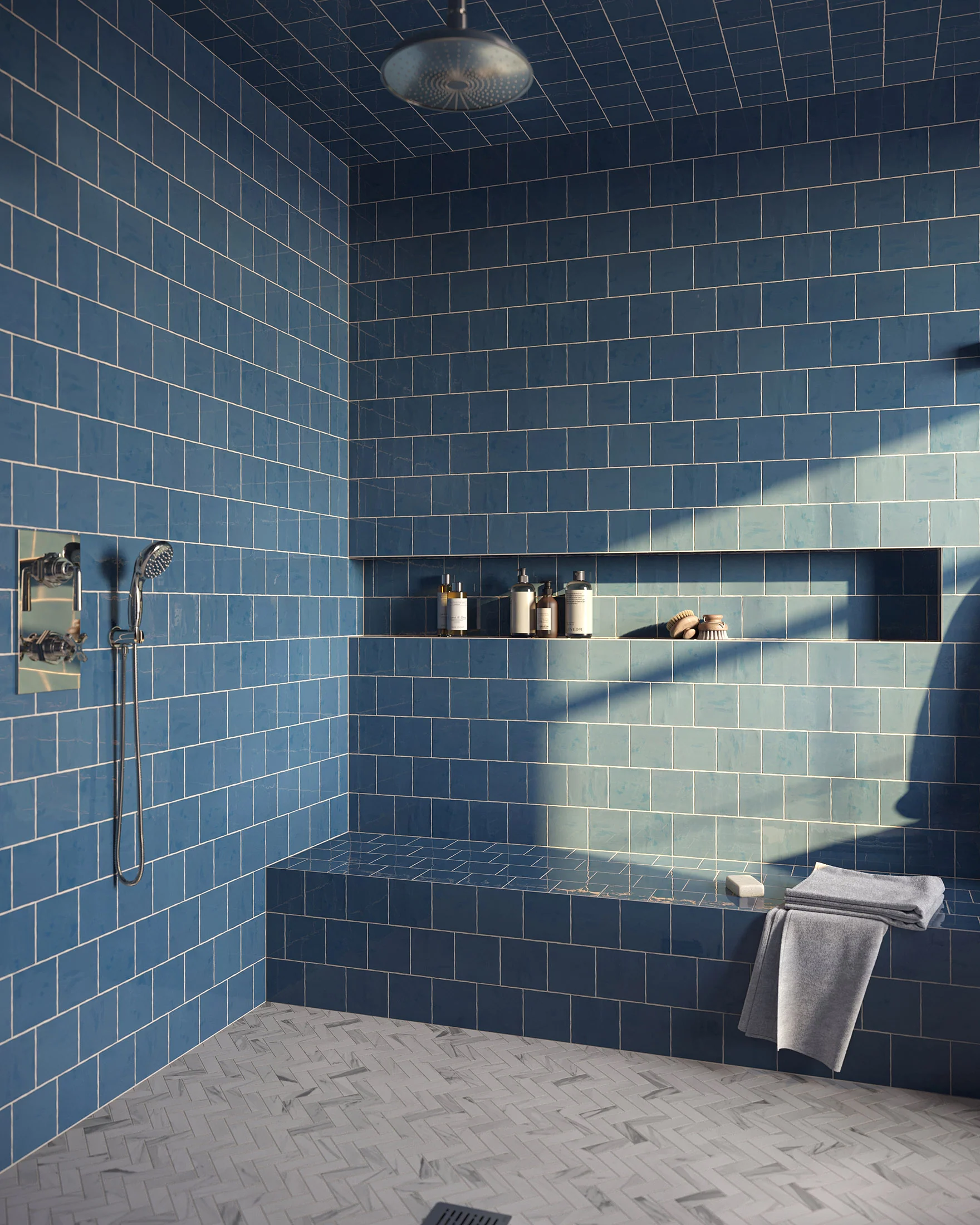 Chantel 12x15 Matte Porcelain Herringbone Mosaic Tile in Apuano - Image 2