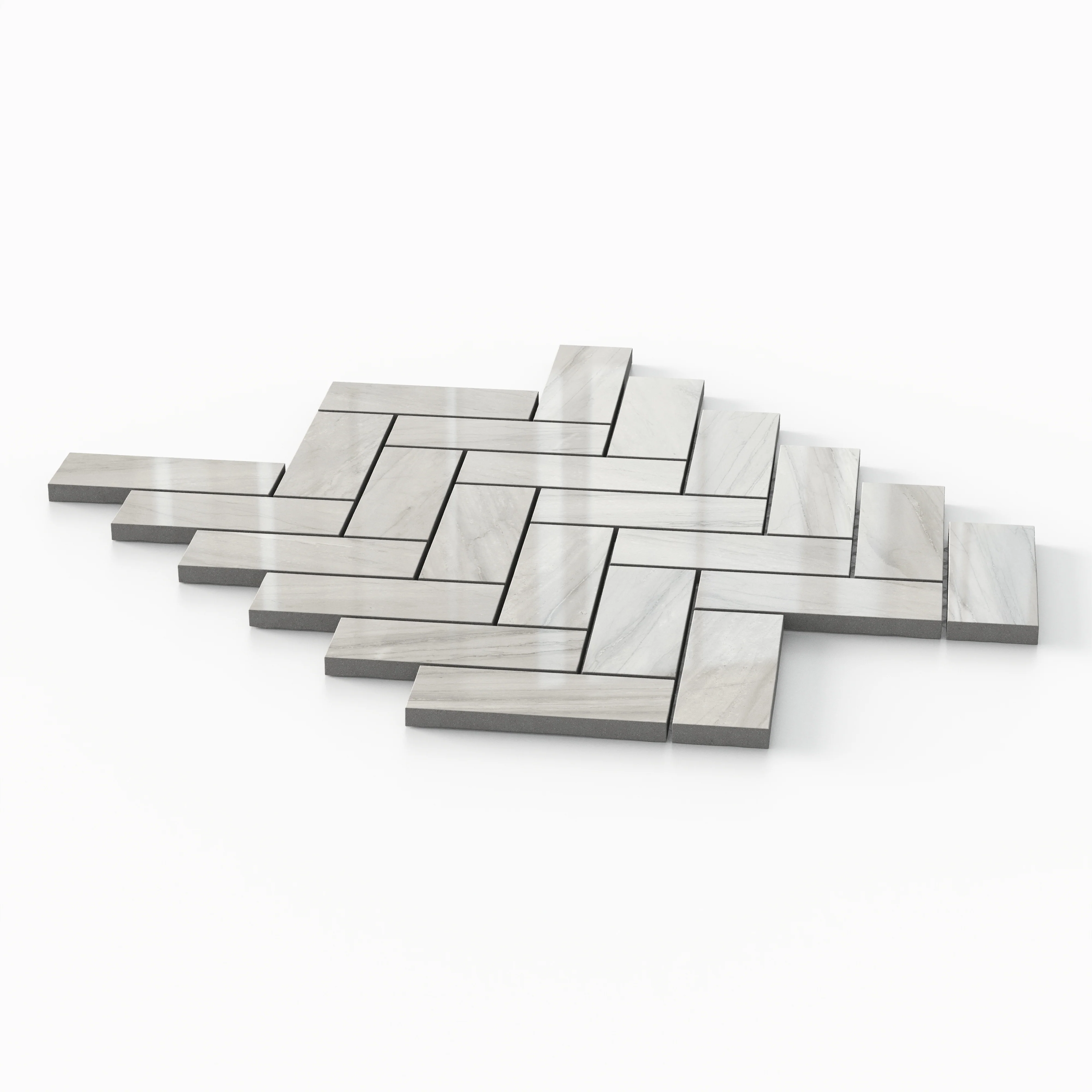 Chantel 12x15 Polished Porcelain Herringbone Mosaic Tile in Alaska Grey - Image 2