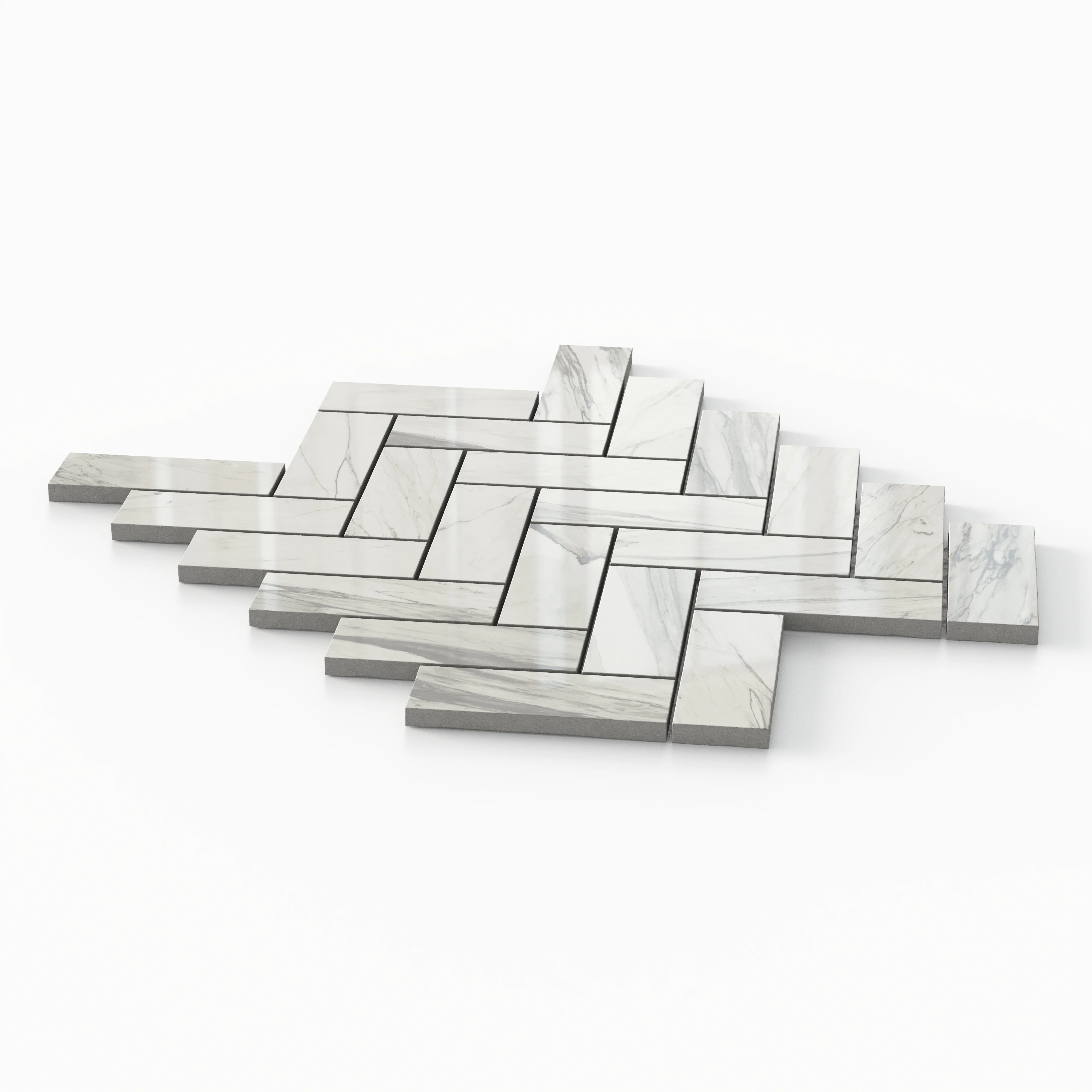 Chantel 12x15 Polished Porcelain Herringbone Mosaic Tile in Apuano - Image 3