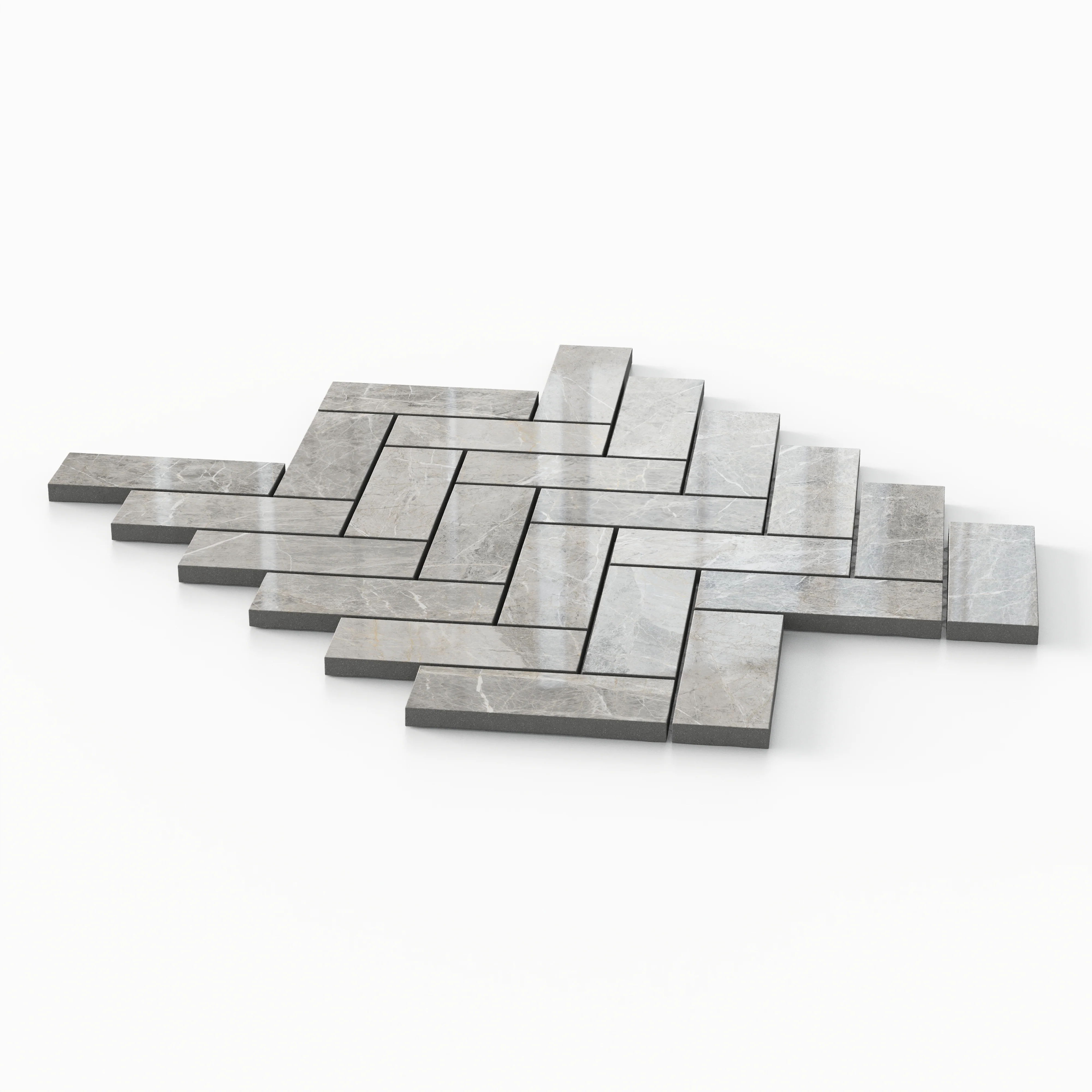 Chantel 12x15 Polished Porcelain Herringbone Mosaic Tile in Imperial - Image 2