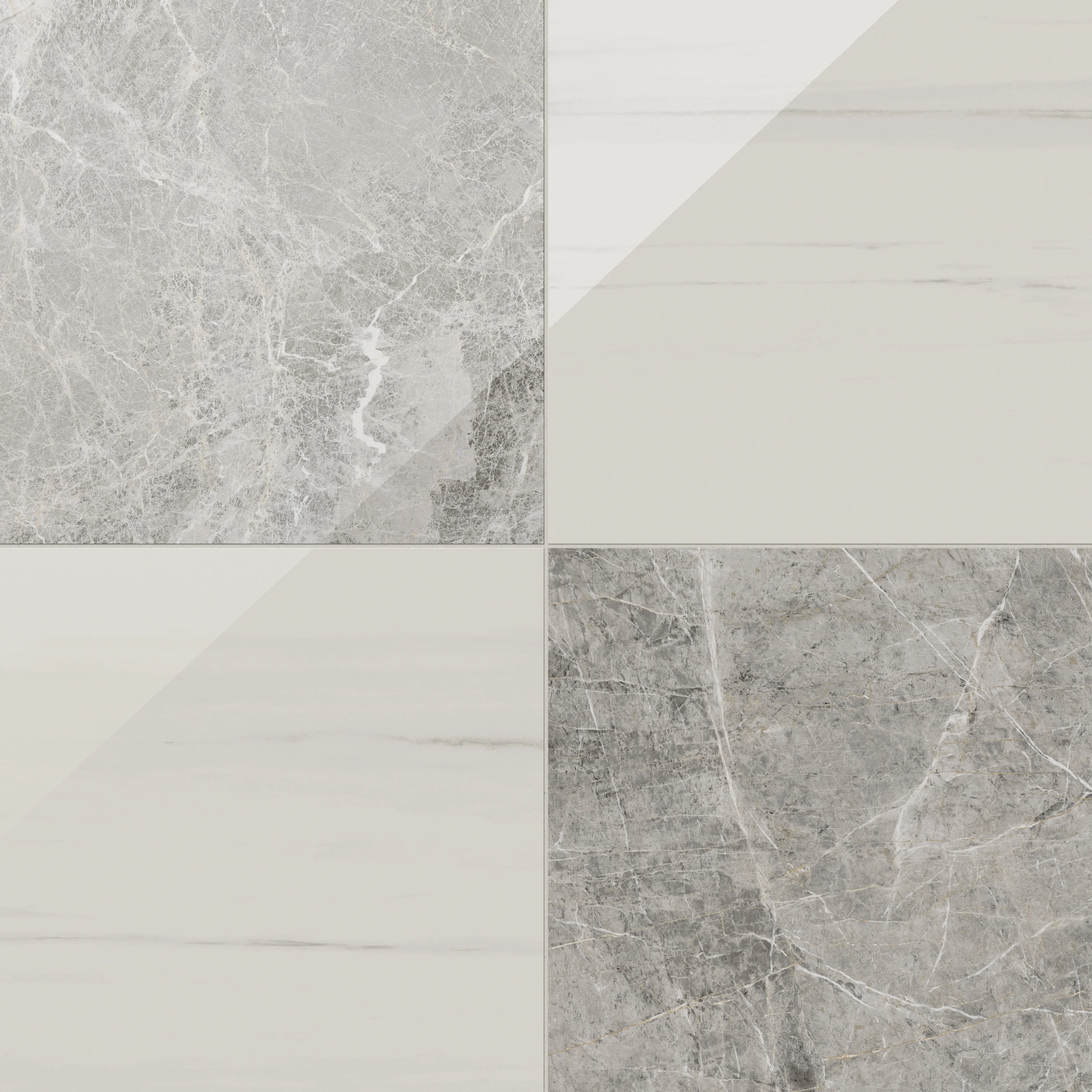 Chantel 24x24 Checkerboard Polished Porcelain Tile in Dolomite and Imperial