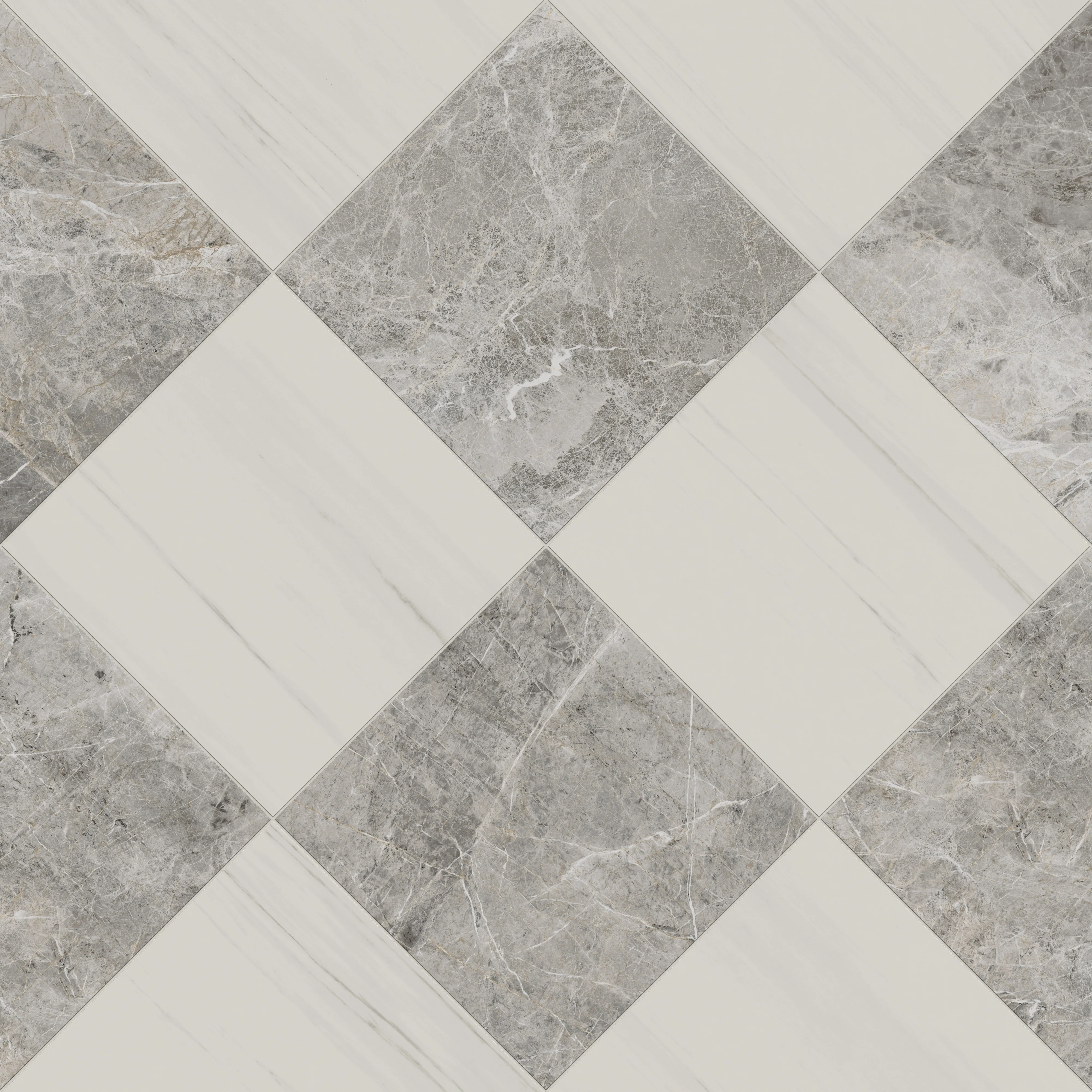 Chantel 24x24 Checkerboard Polished Porcelain Tile in Dolomite and Imperial - Image 4