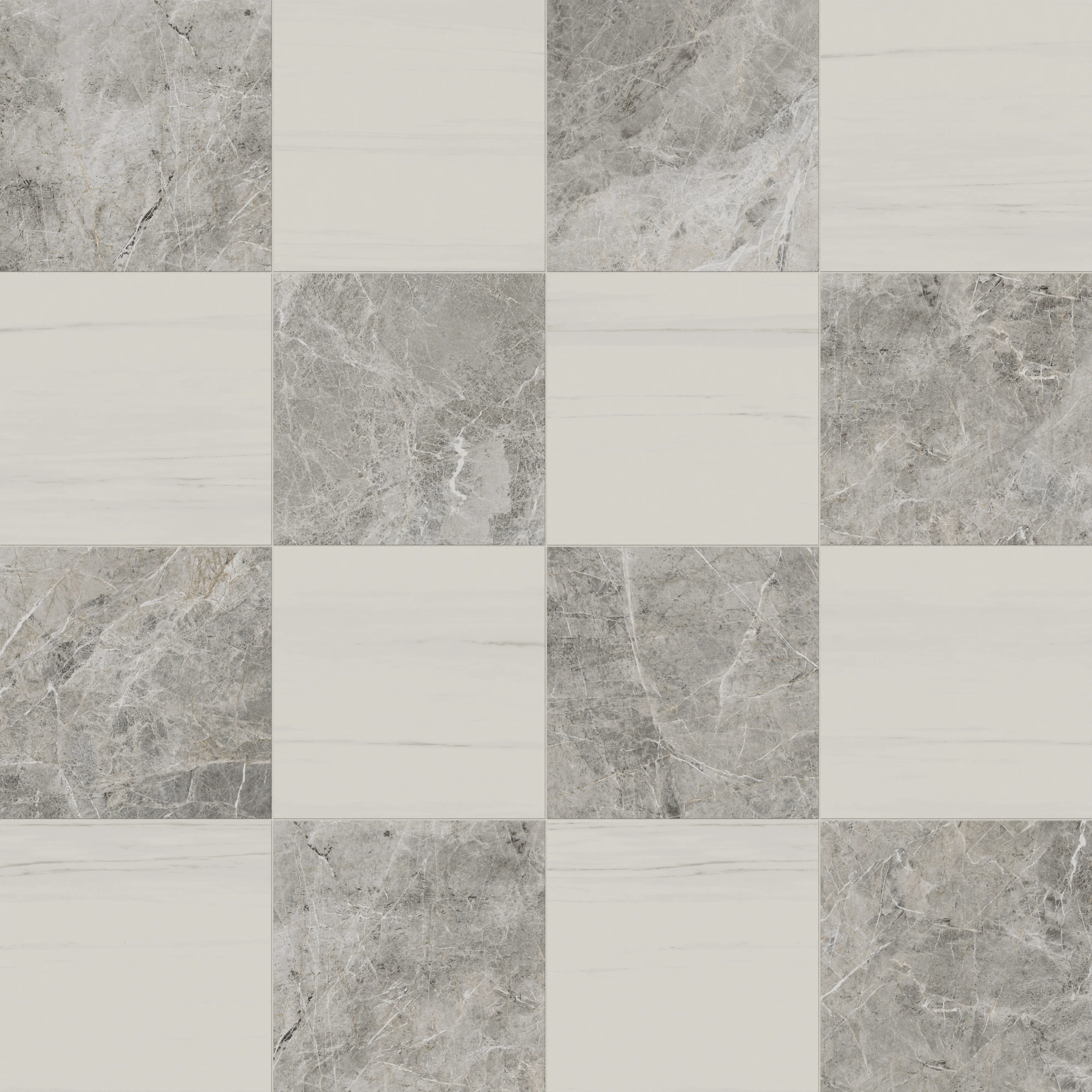 Chantel 24x24 Checkerboard Polished Porcelain Tile in Dolomite and Imperial - Image 5