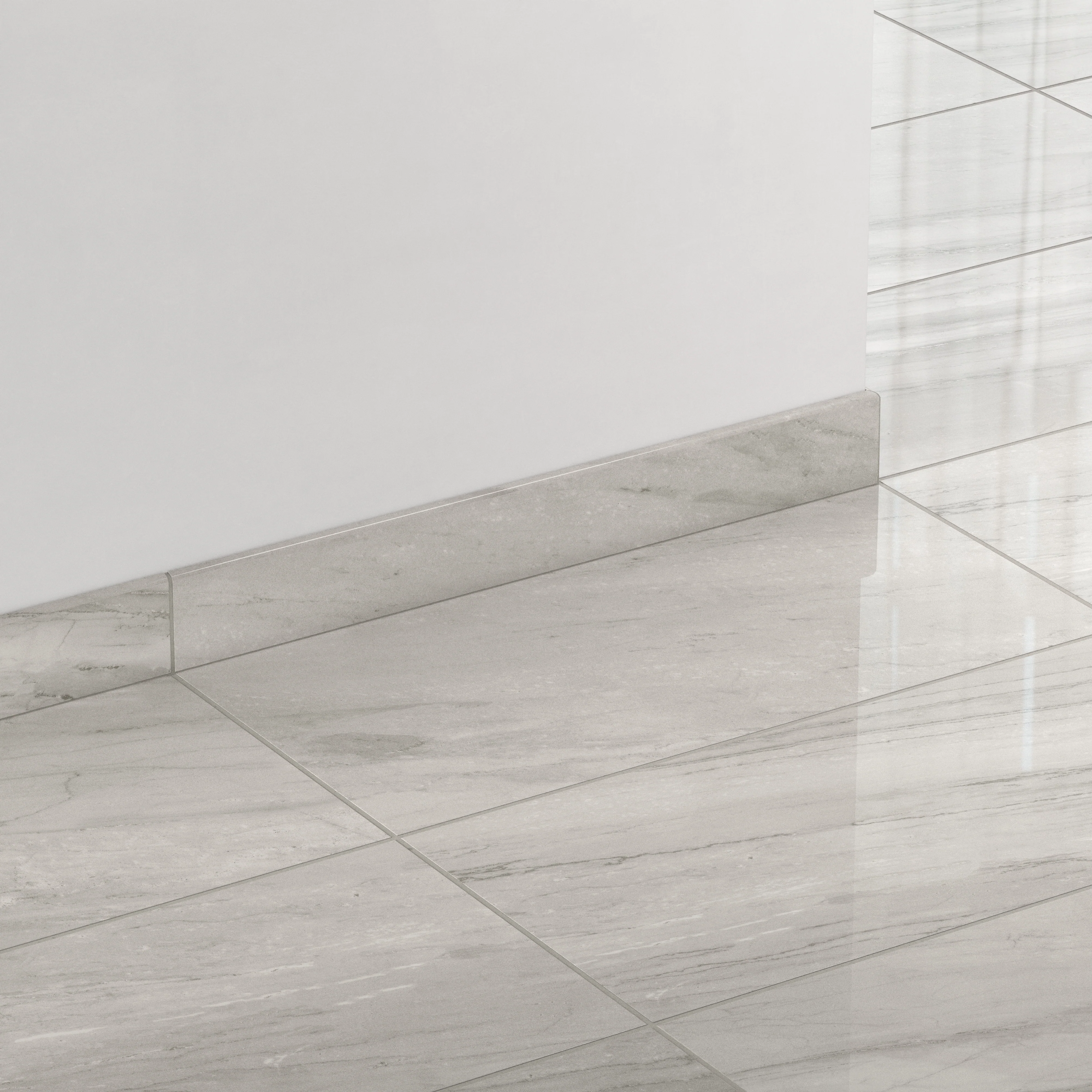 Chantel 3x24 Polished Porcelain Bullnose Tile in Alaska Grey - Image 3