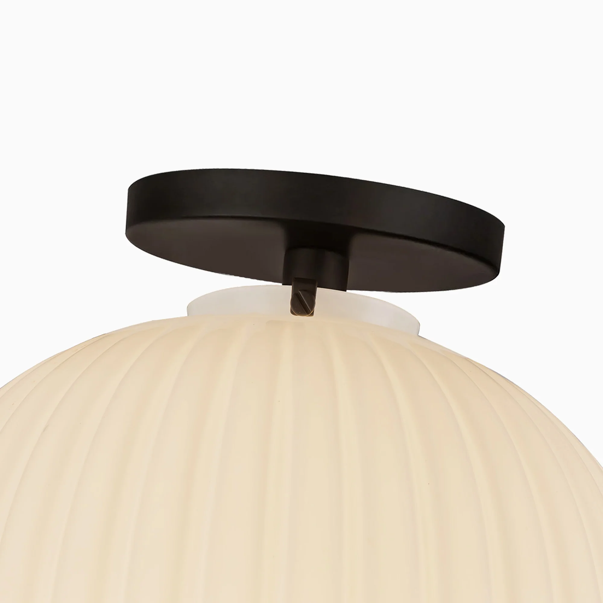 Cheyenne 12" Socket Semi-Flush Mount in Matte Black/Glossy Ribbed Opal Glass - Image 3