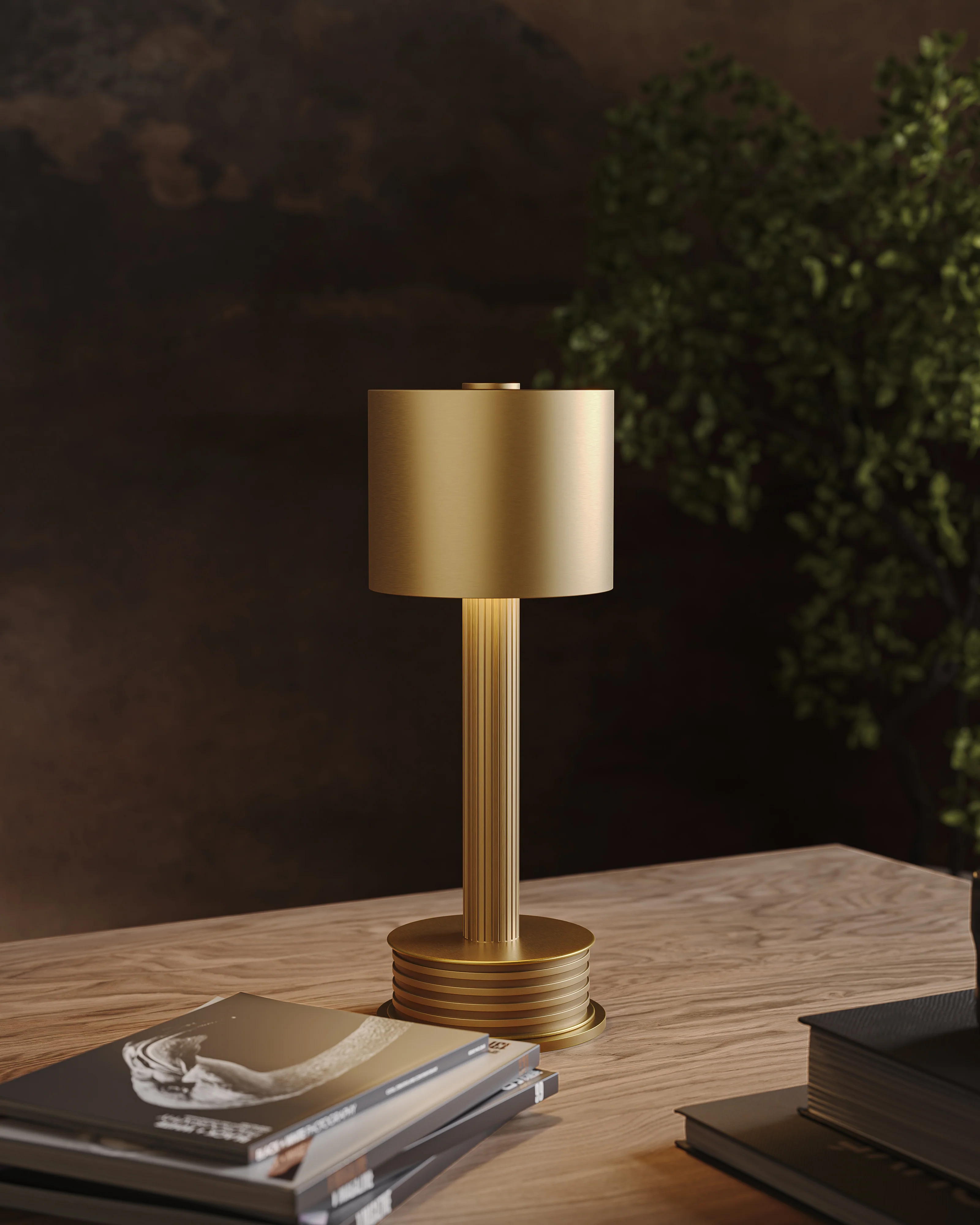 Claremont Cordless Table Lamp in Antique Brass - Image 2