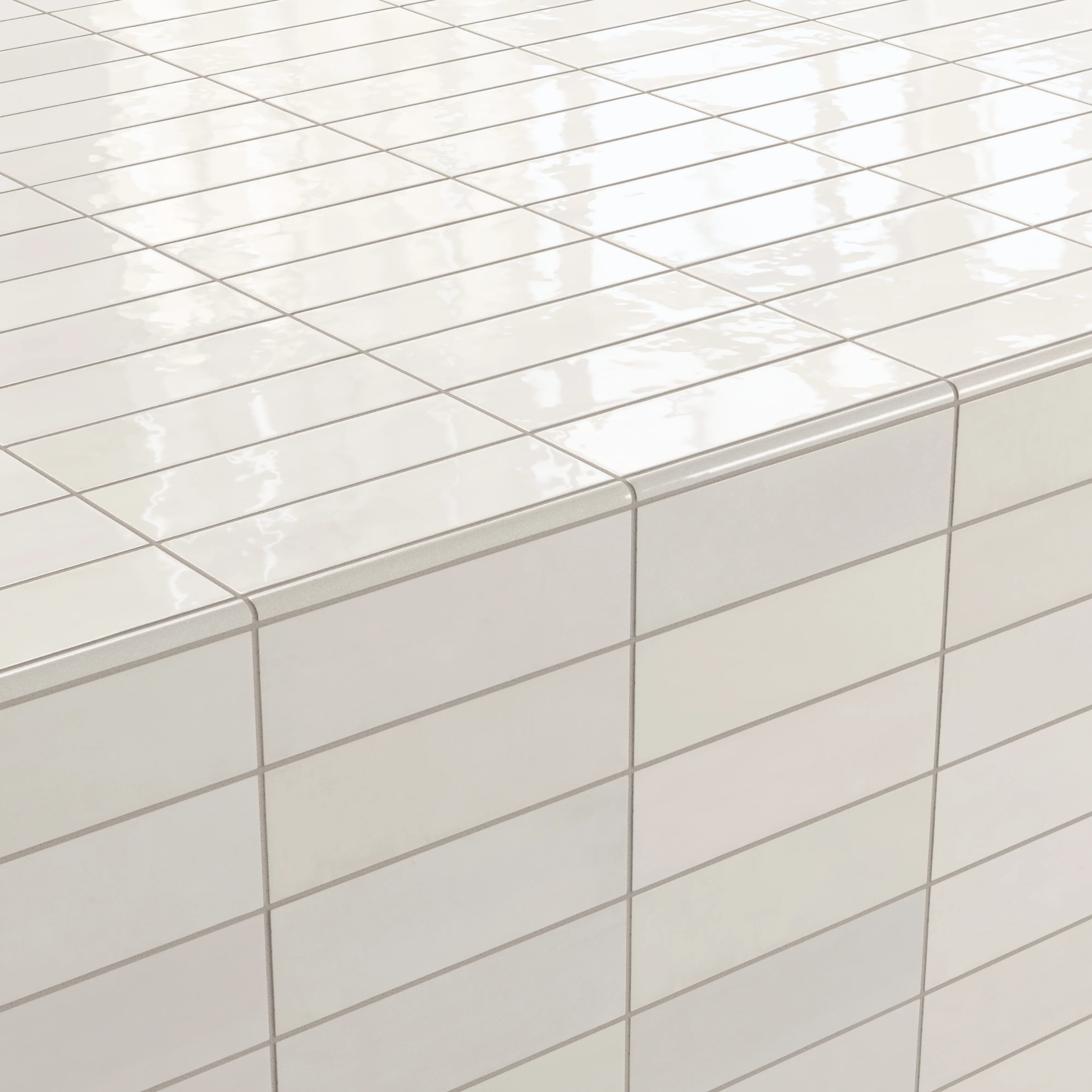 Cleo 0.43x6.3 Glossy Ceramic Rounded Edge Tile in Cream - Image 4