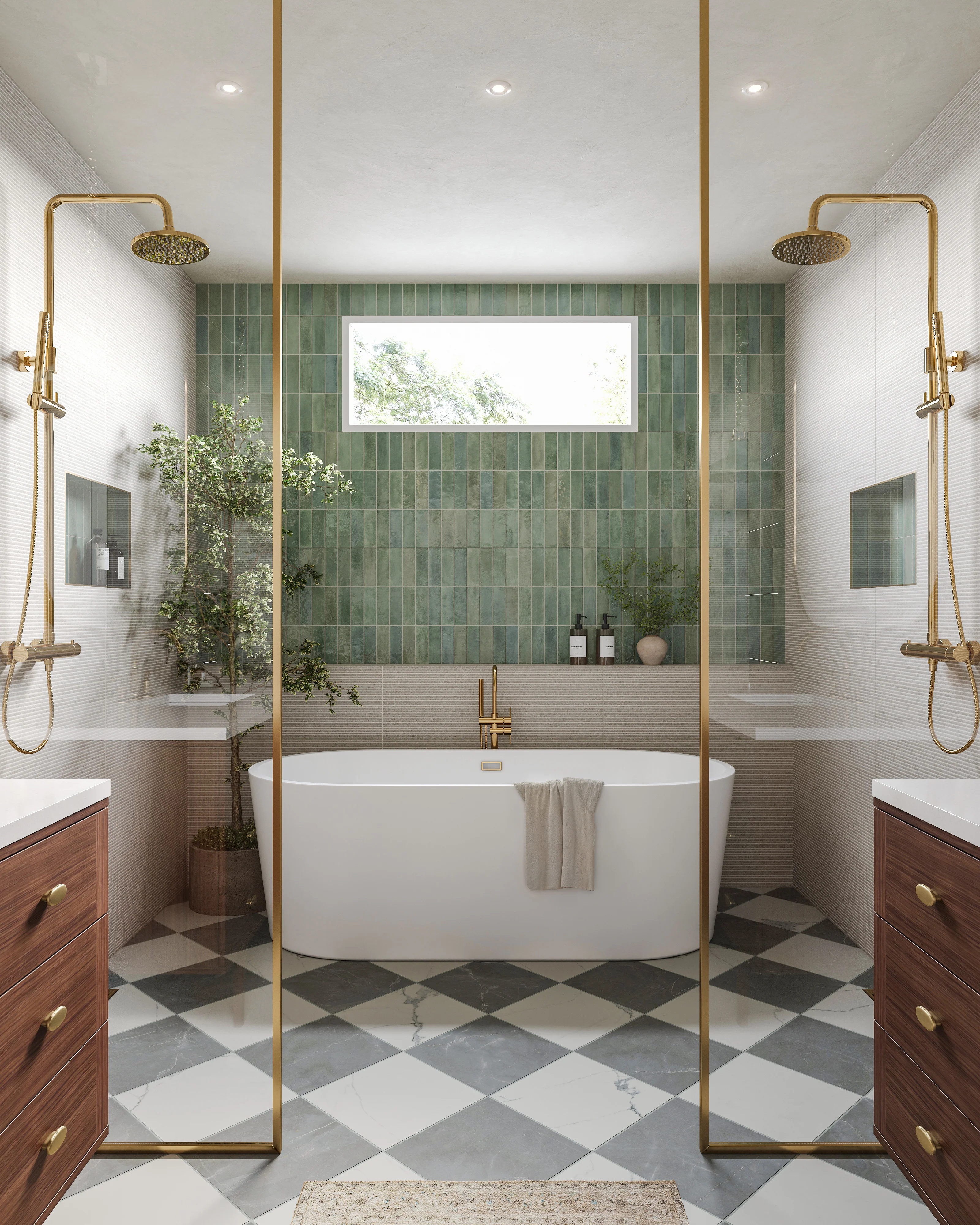 Leona 12x12 Checkerboard Matte Porcelain Tile in Calacatta and Amani Grey - Image 19