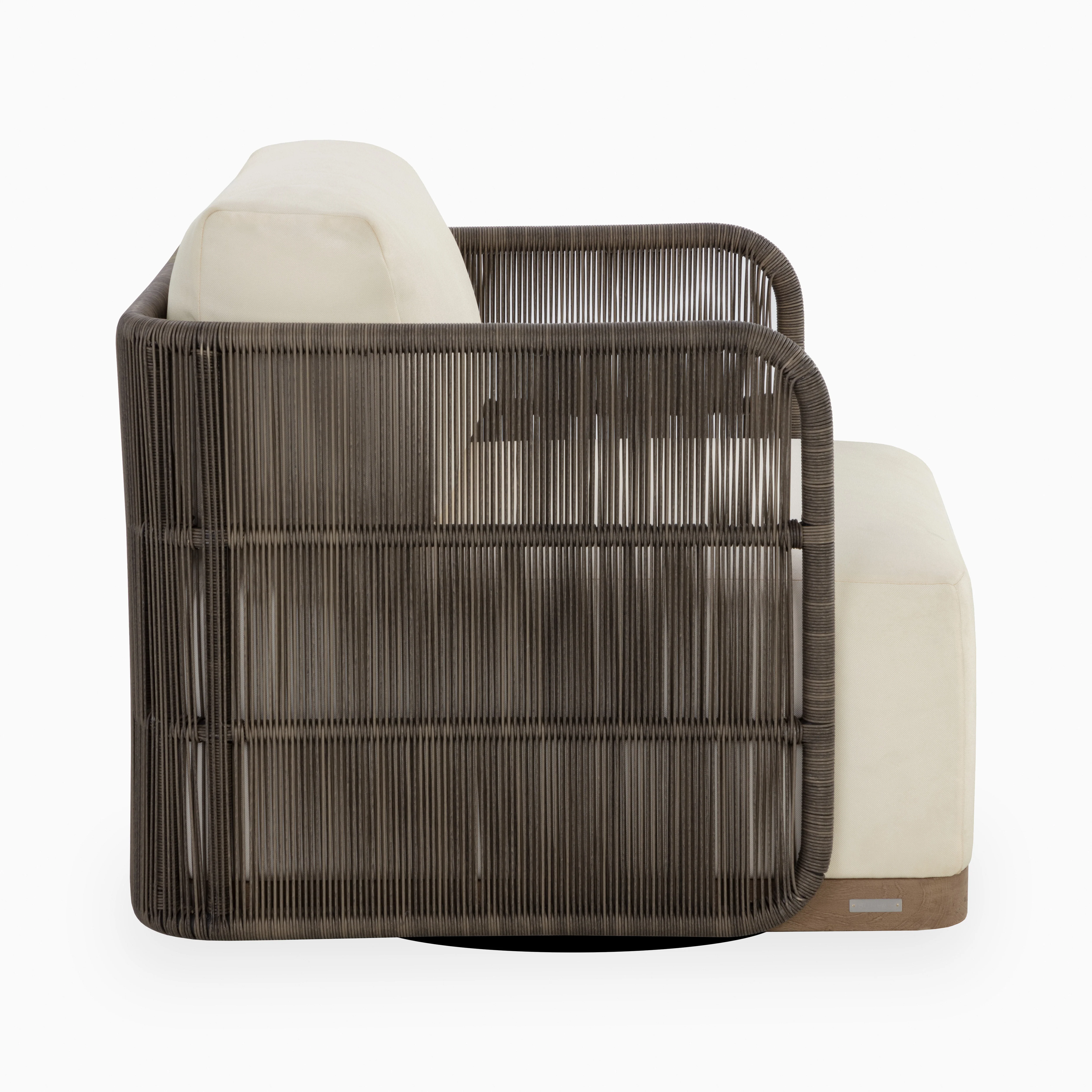 Corvin Outdoor Swivel Chair in Cream - Image 4