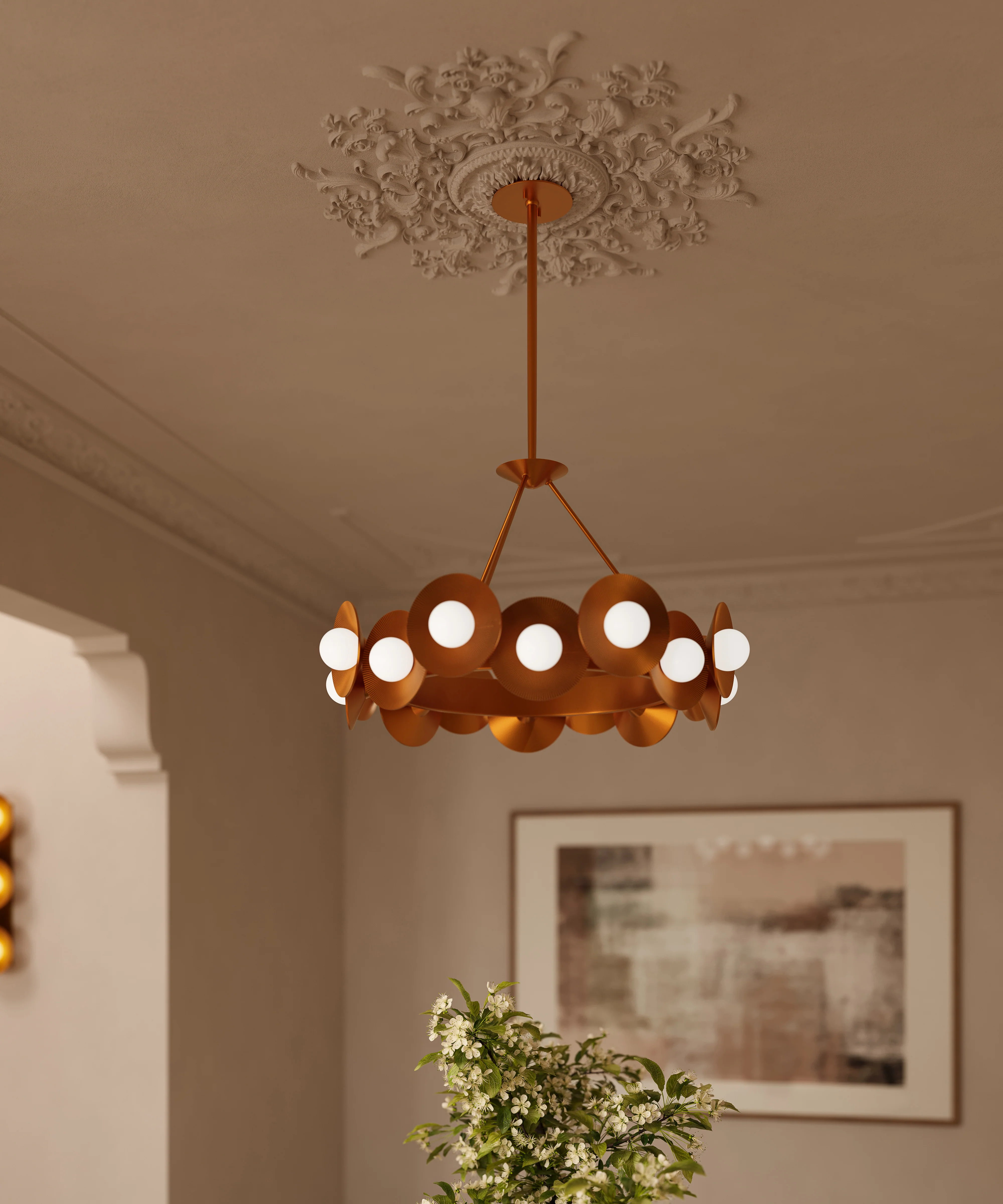 Cressida 32" Chandelier in Vintage Gold Leaf - Image 2