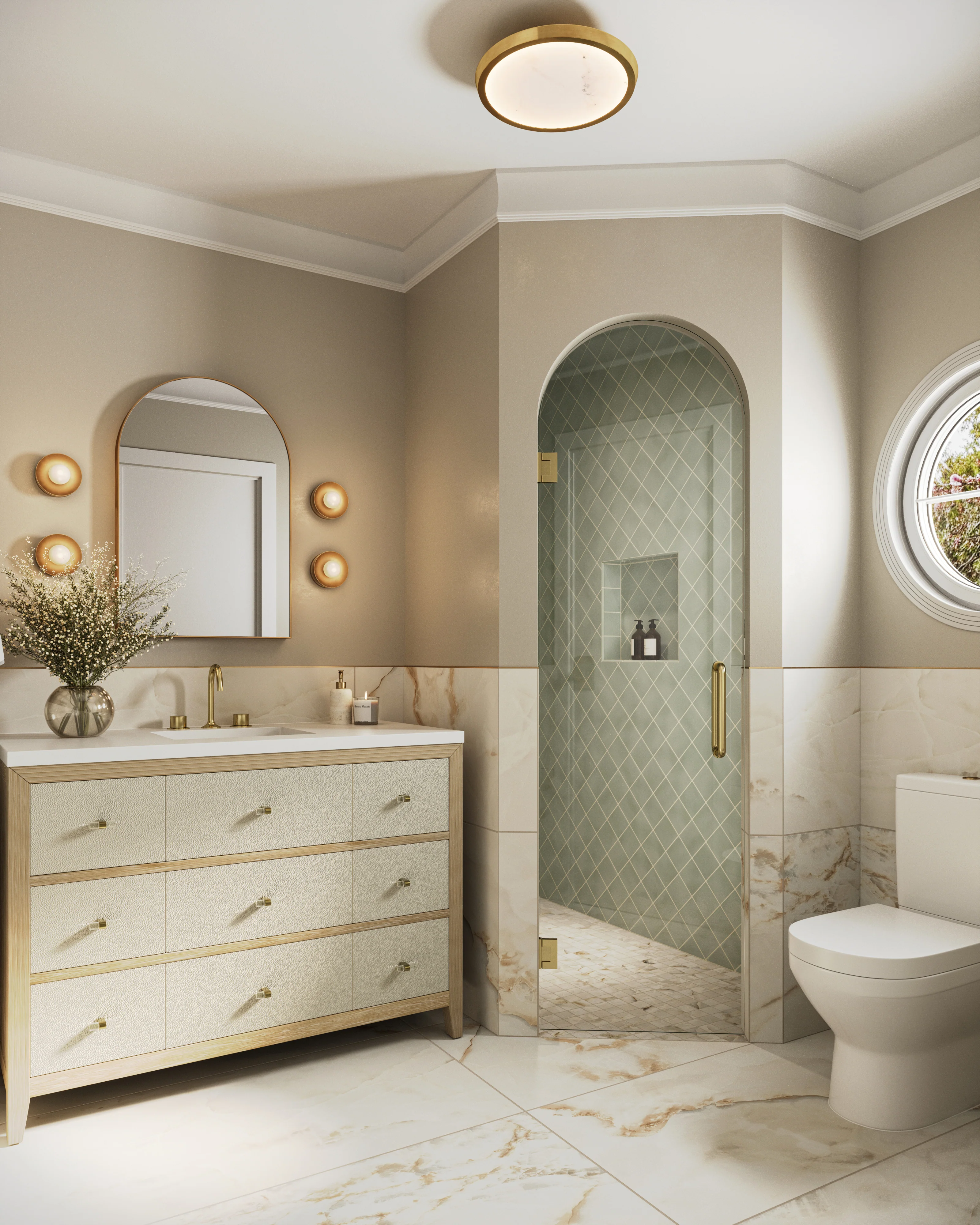Daisy 48" Single Vanity in Sunwashed Oak with Embossed Shagreen and 3 cm White Zeus Quartz Top - Image 10