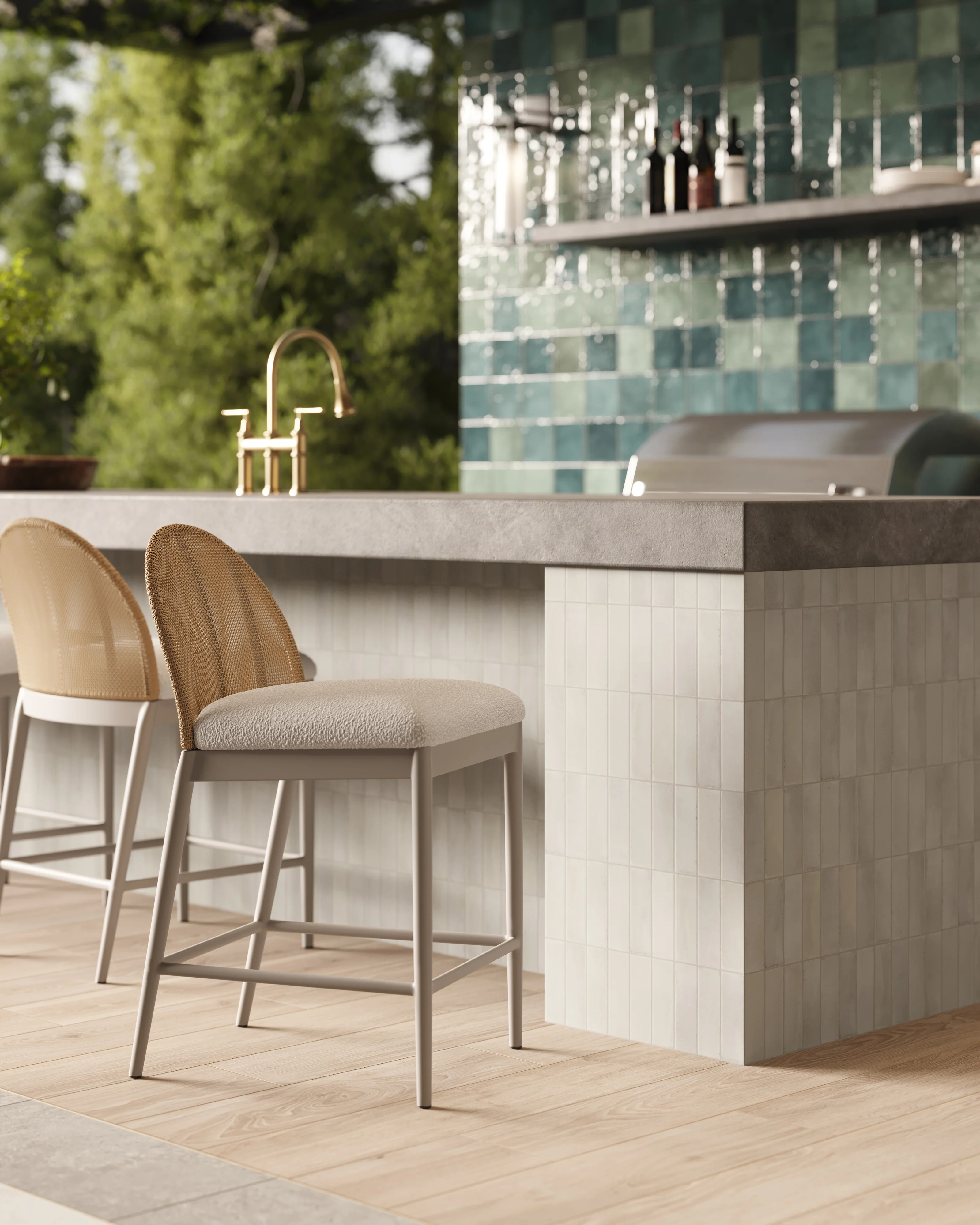 Darcy Outdoor Counter Stool in Cream - Image 13