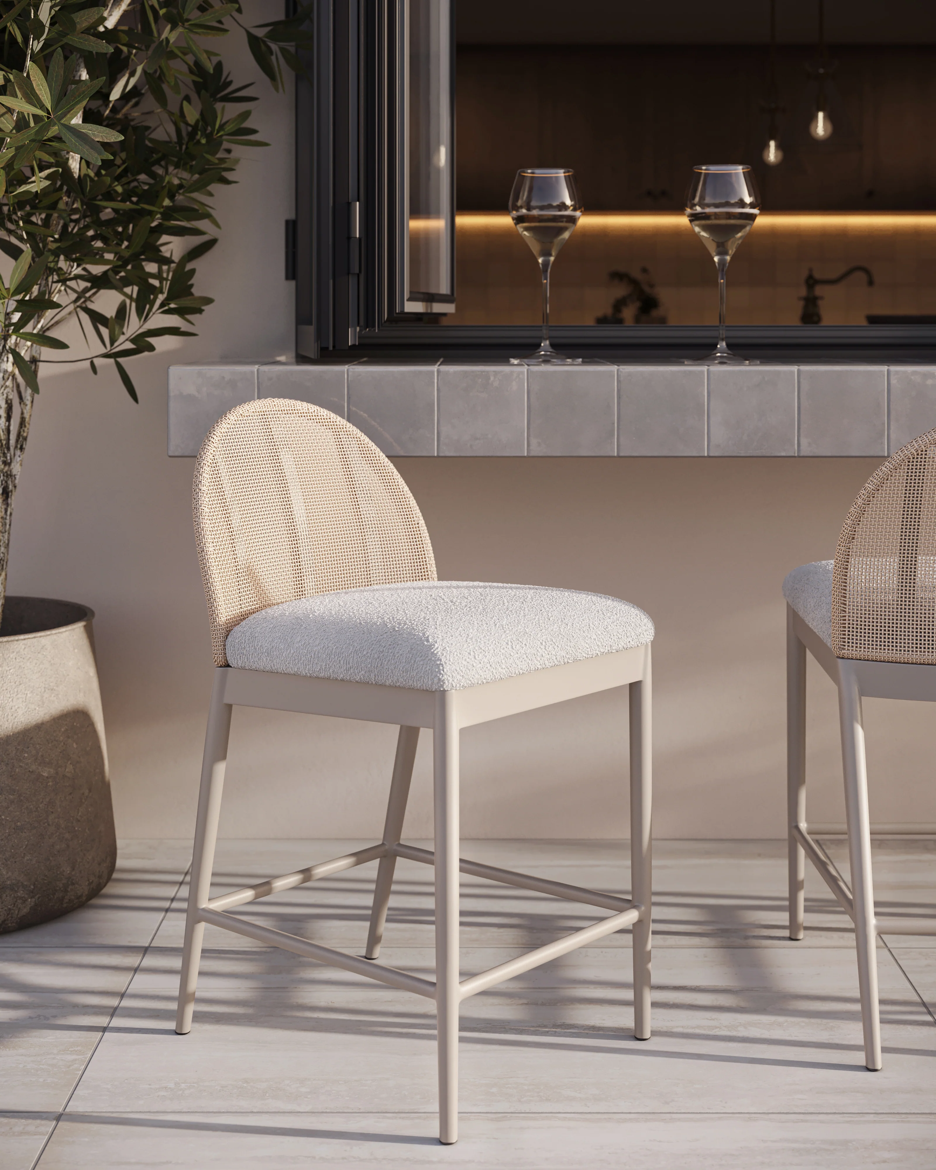 Darcy Outdoor Counter Stool in Cream - Image 3