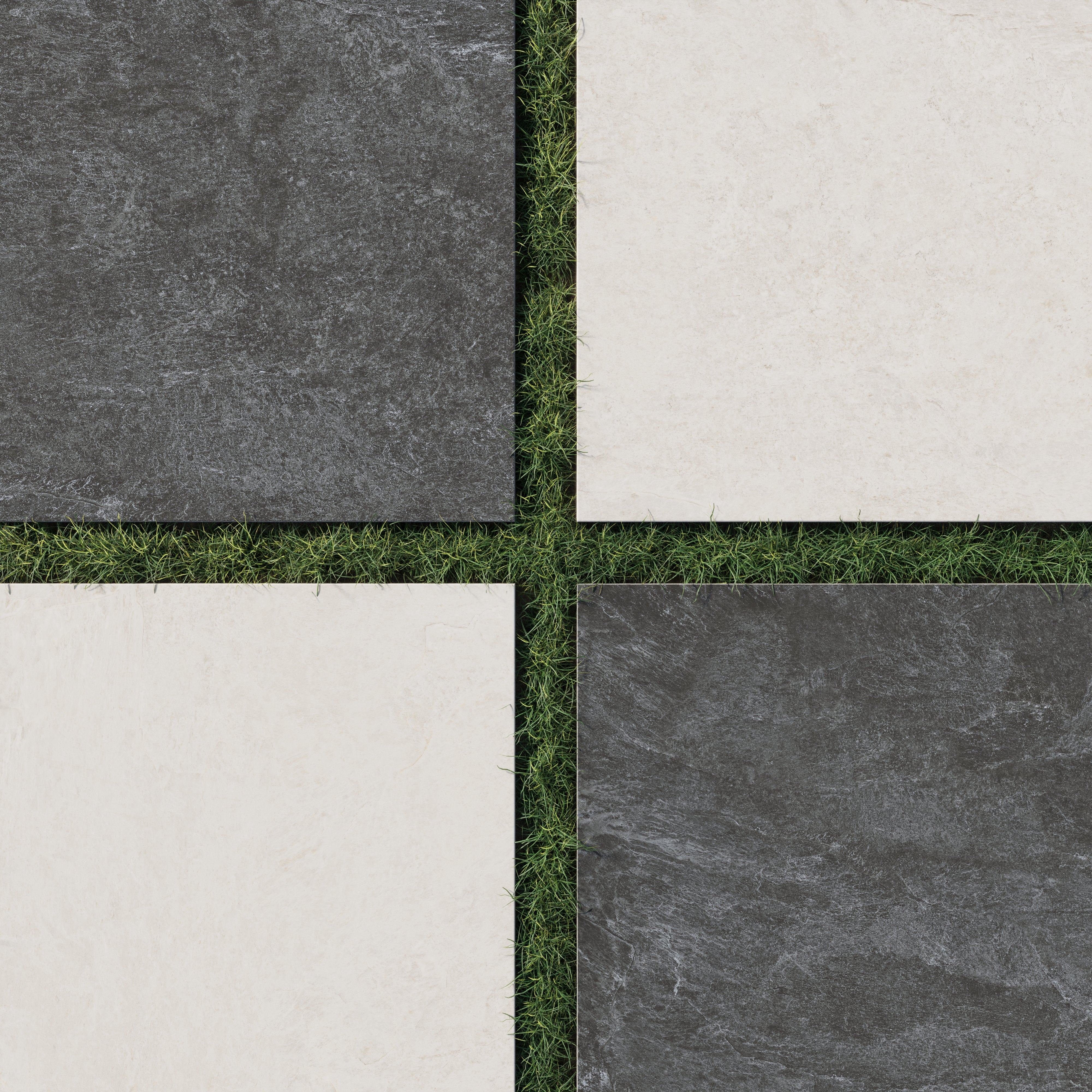 Dawson 24x24 Checkerboard Grip 2cm Porcelain Paver Tile in Charcoal & Alabaster