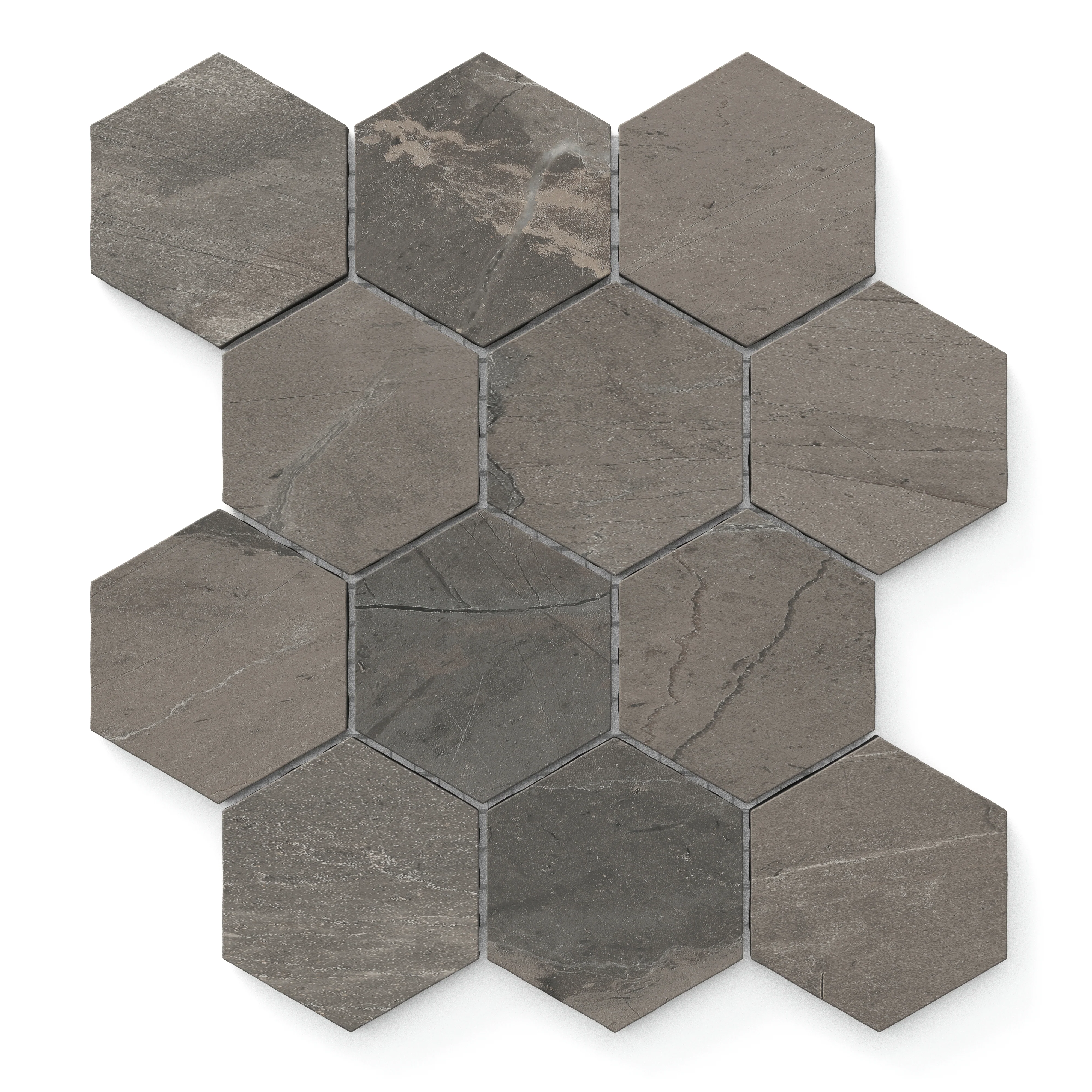 Declan 3x3 Matte Porcelain Hexagon Mosaic Tile in Brown