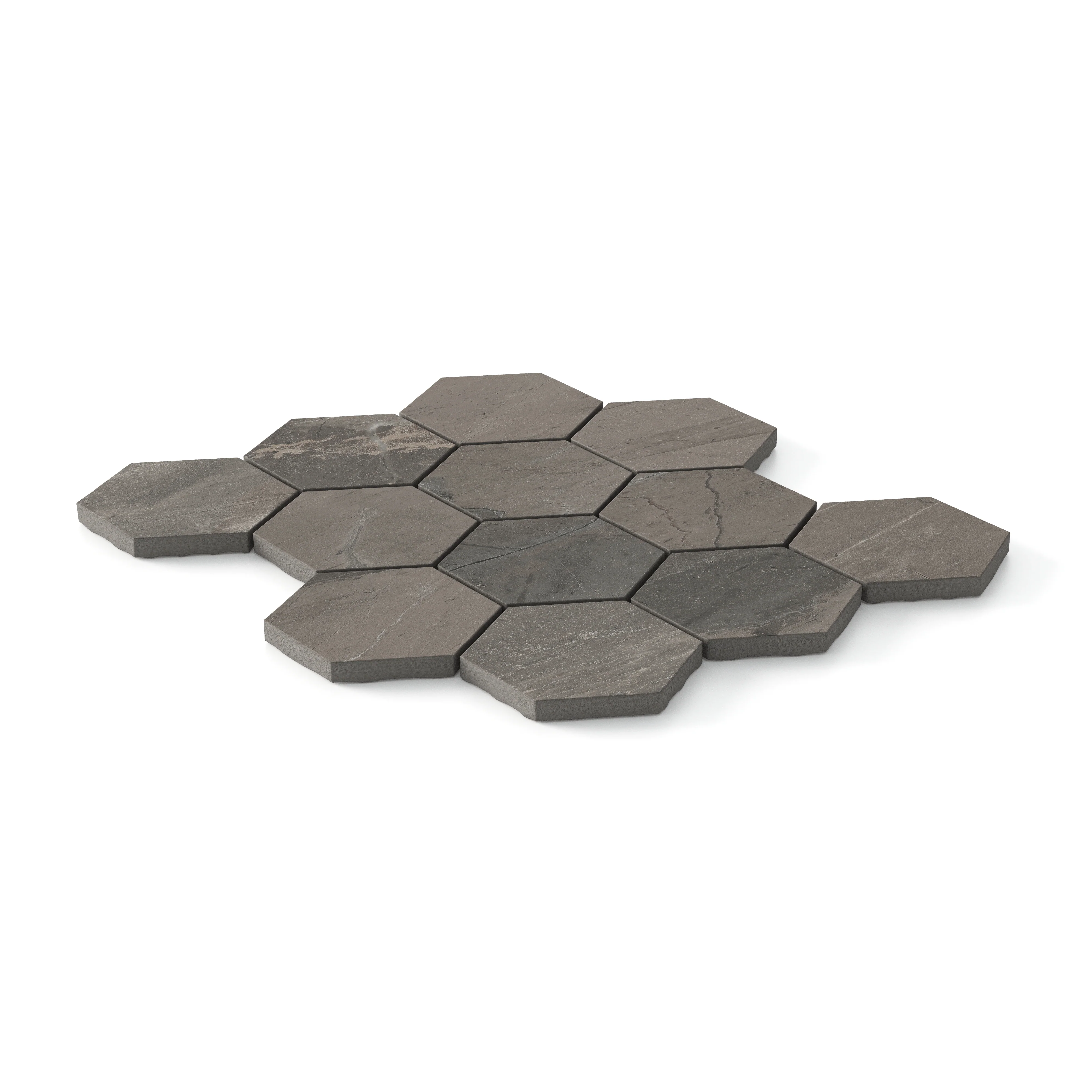 Declan 3x3 Matte Porcelain Hexagon Mosaic Tile in Brown - Image 2