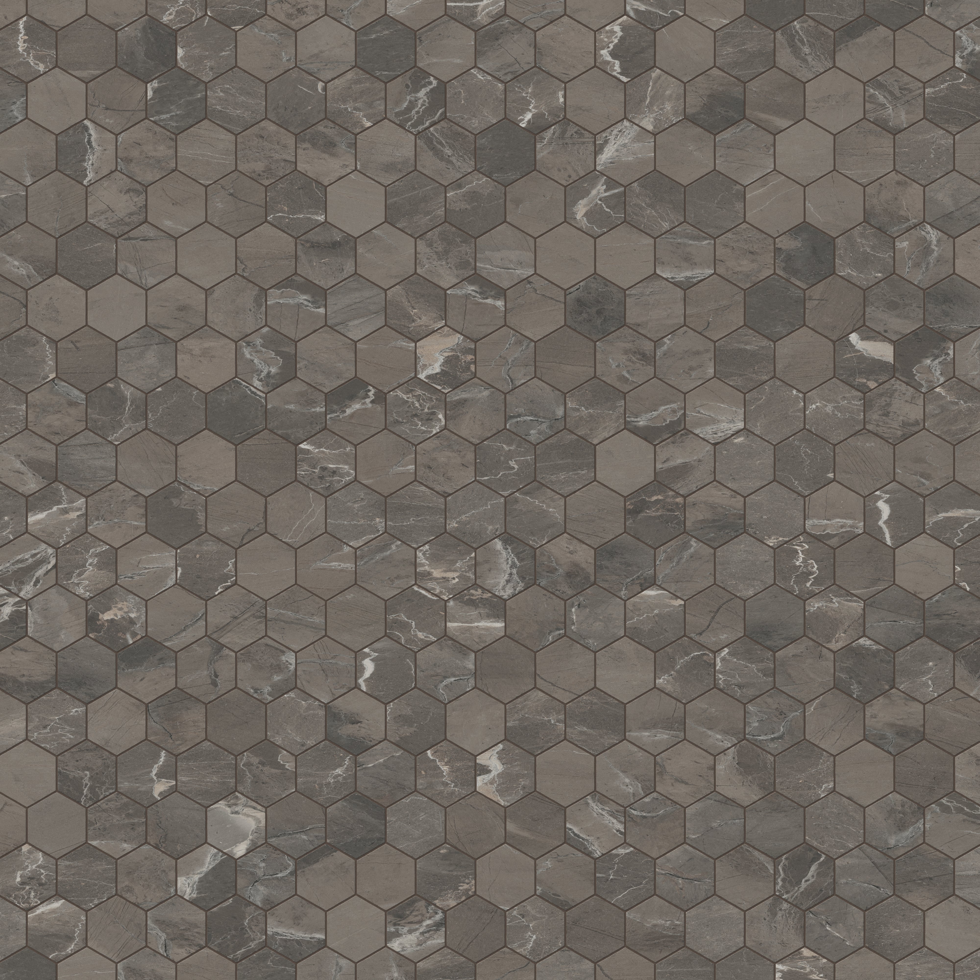 Declan 3x3 Matte Porcelain Hexagon Mosaic Tile in Brown - Image 4