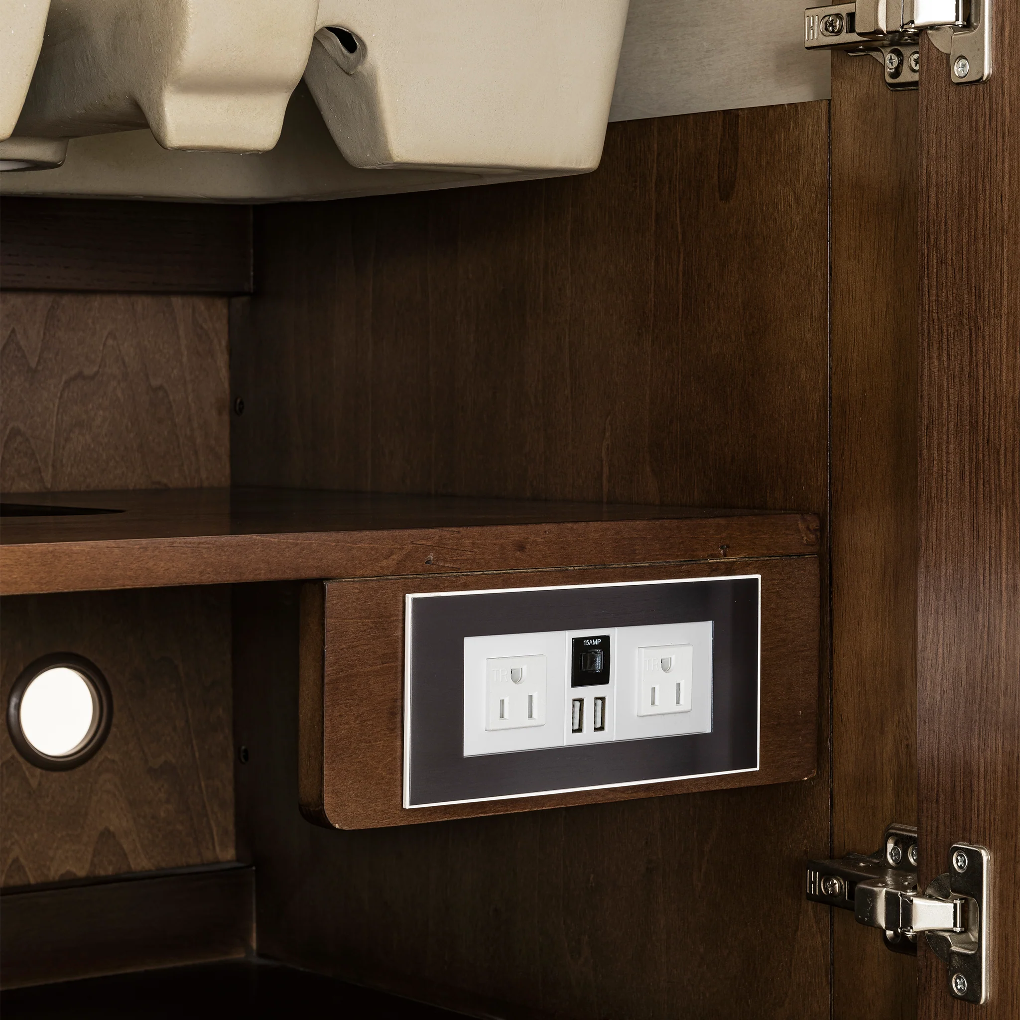 Demi 30" Single Vanity in Mid-Century Walnut with 3 cm White Zeus Quartz Top - Image 7