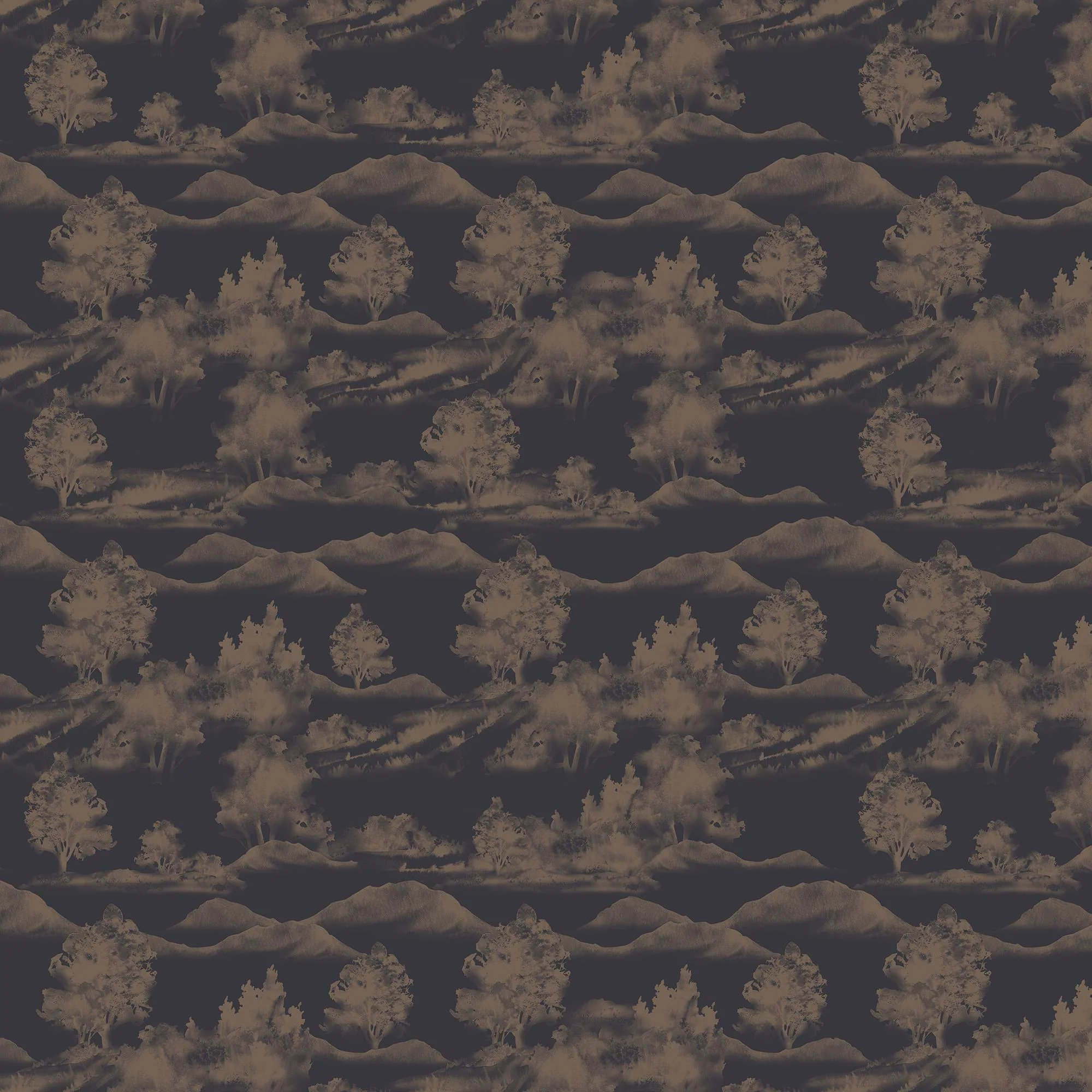 Downland Wallpaper in Black/Tan I, 52" x 132"