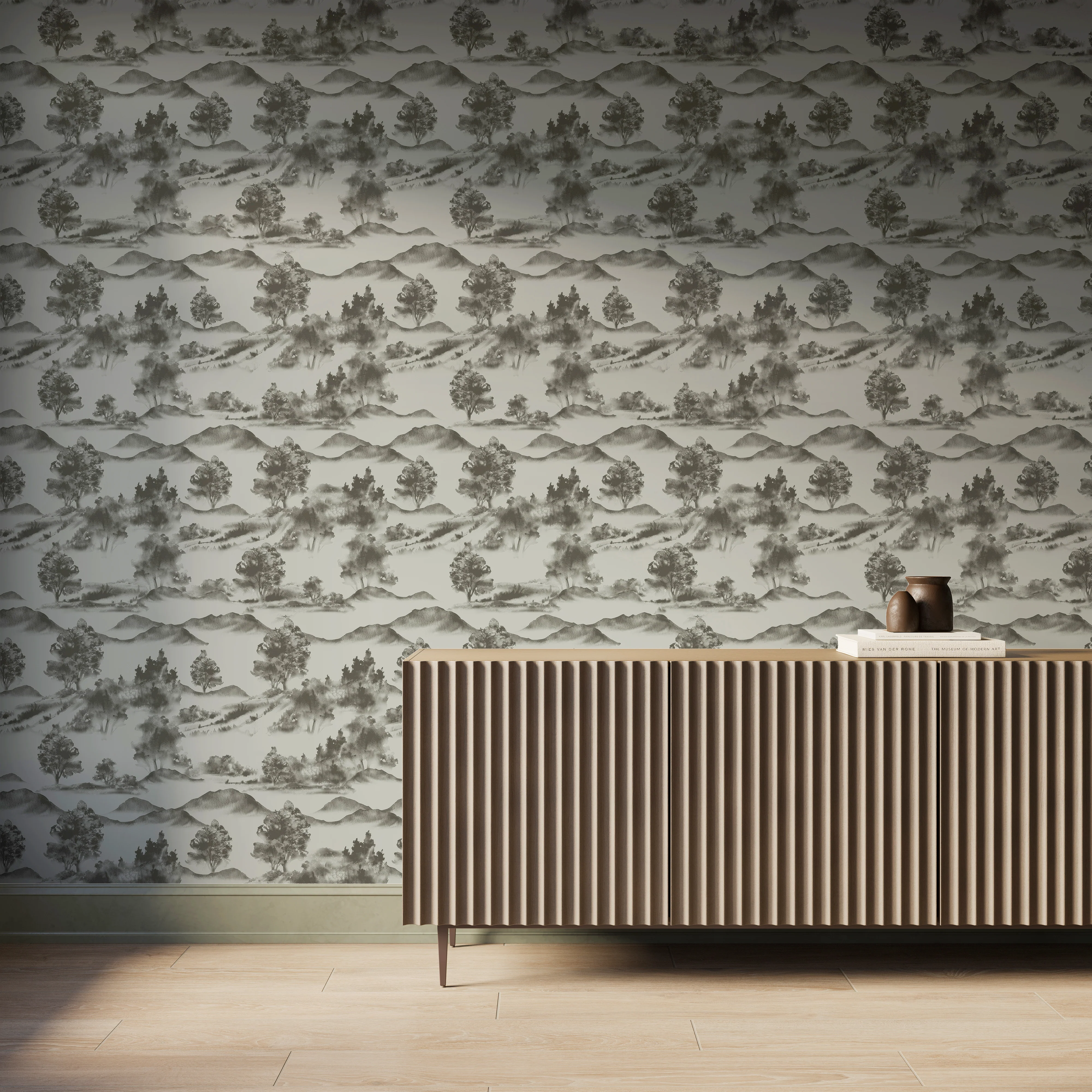 Downland Wallpaper in Olive II, 52" x 132" - Image 2