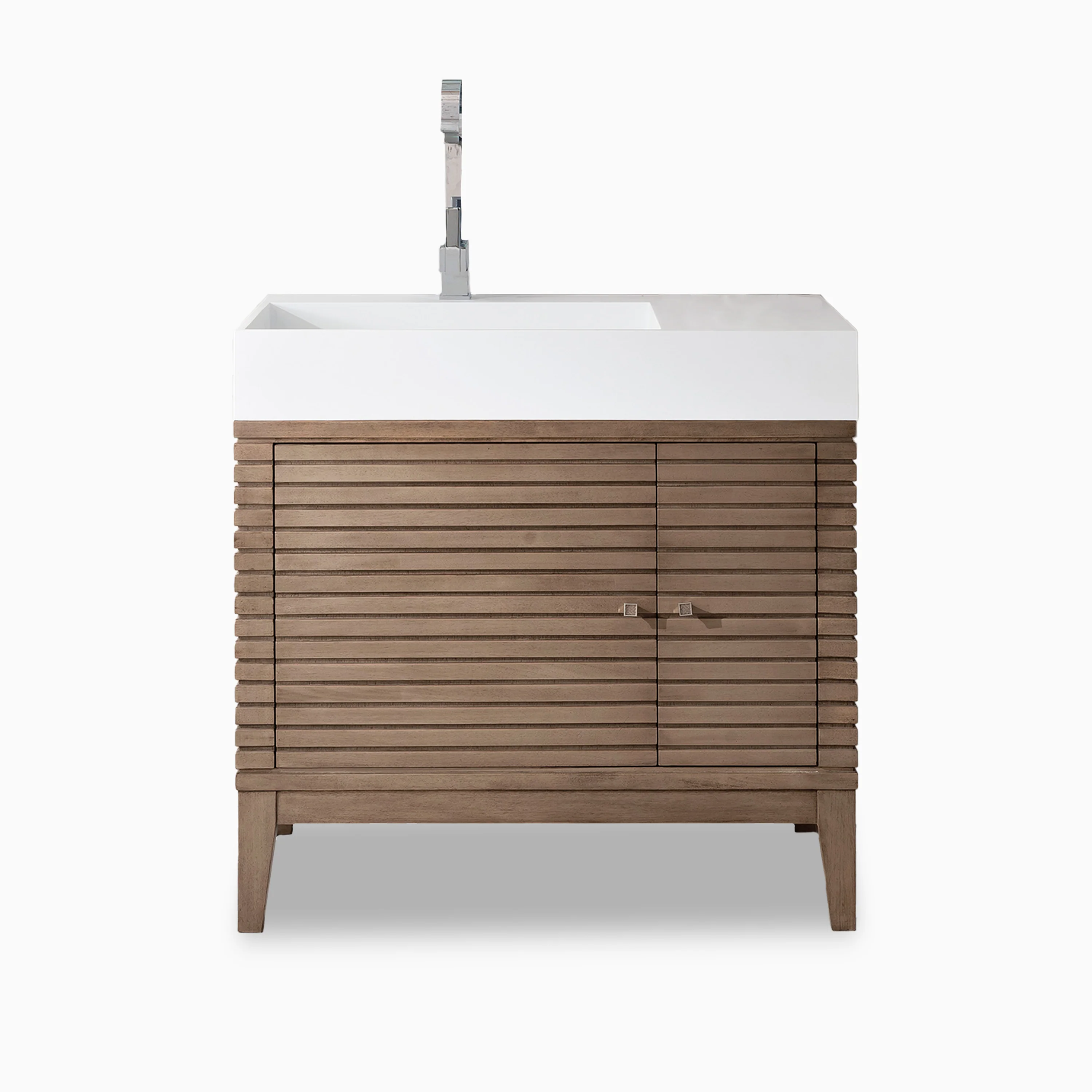 Easton 36" Single Vanity in Whitewashed Walnut with Glossy White Composite Stone Top