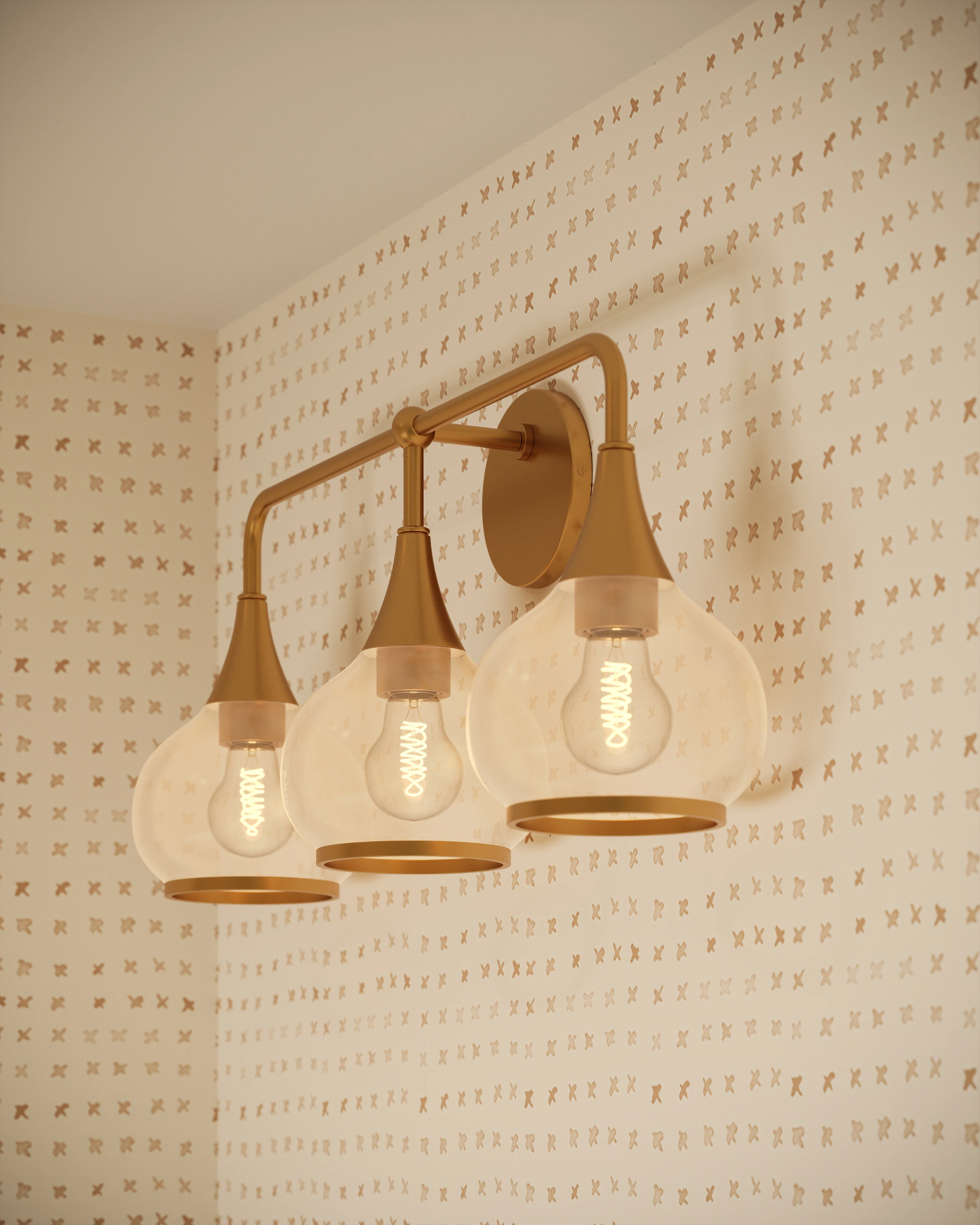 Eleanor 26" 3 Lights Vanity Light in Aged Gold/Clear Glass - Image 2