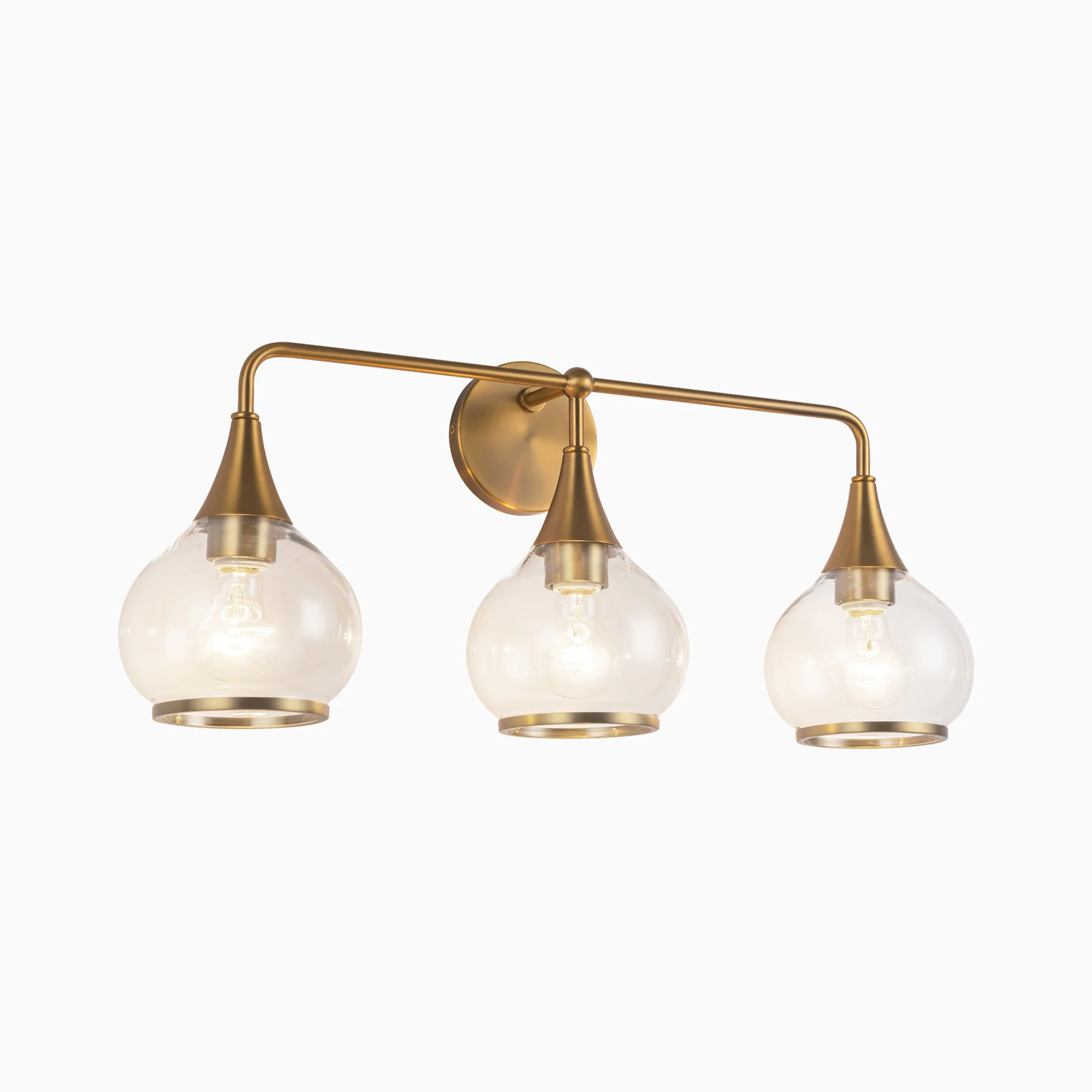 Eleanor 26" 3 Lights Vanity Light in Aged Gold/Clear Glass - Image 3