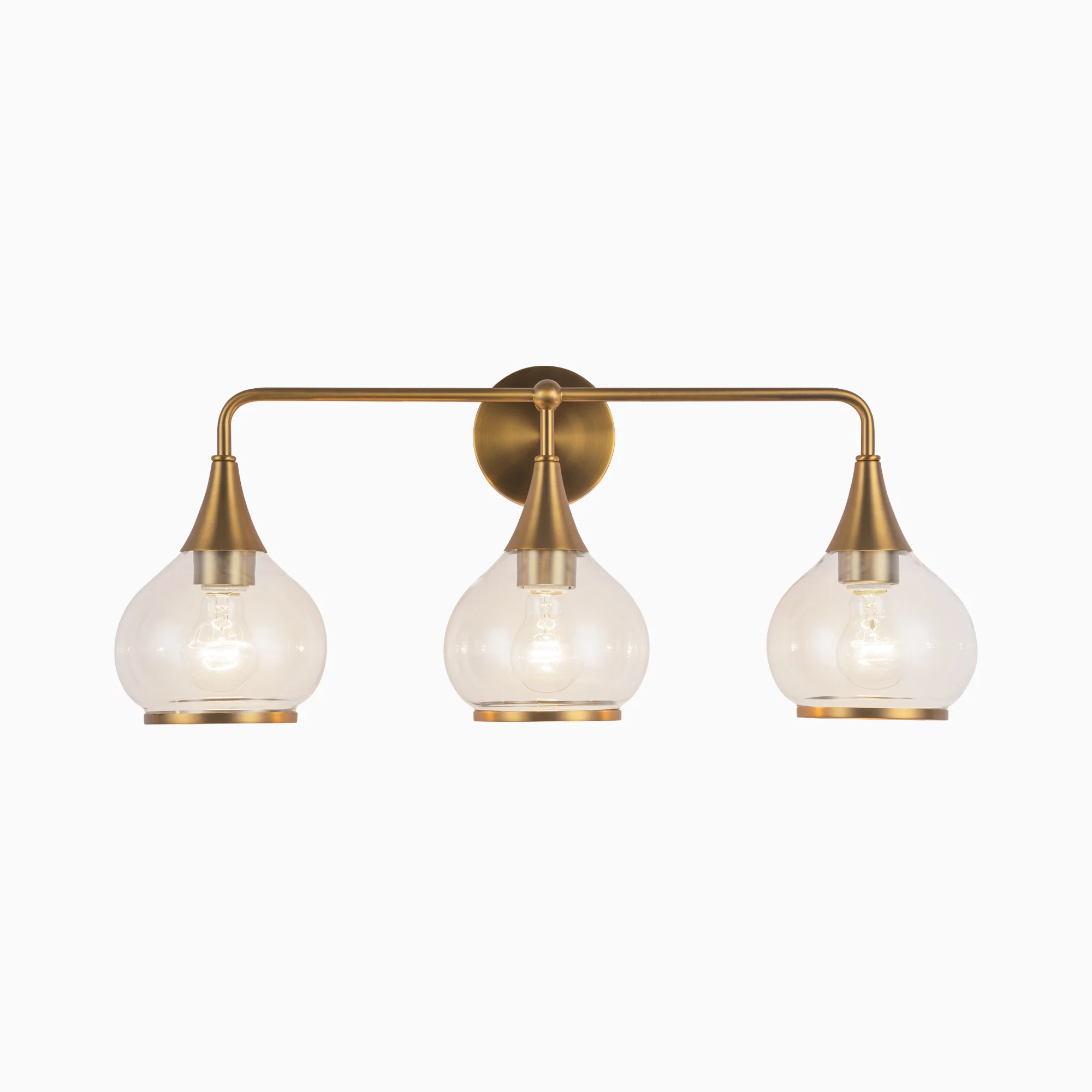 Eleanor 26" 3 Lights Vanity Light in Aged Gold/Clear Glass - Image 4