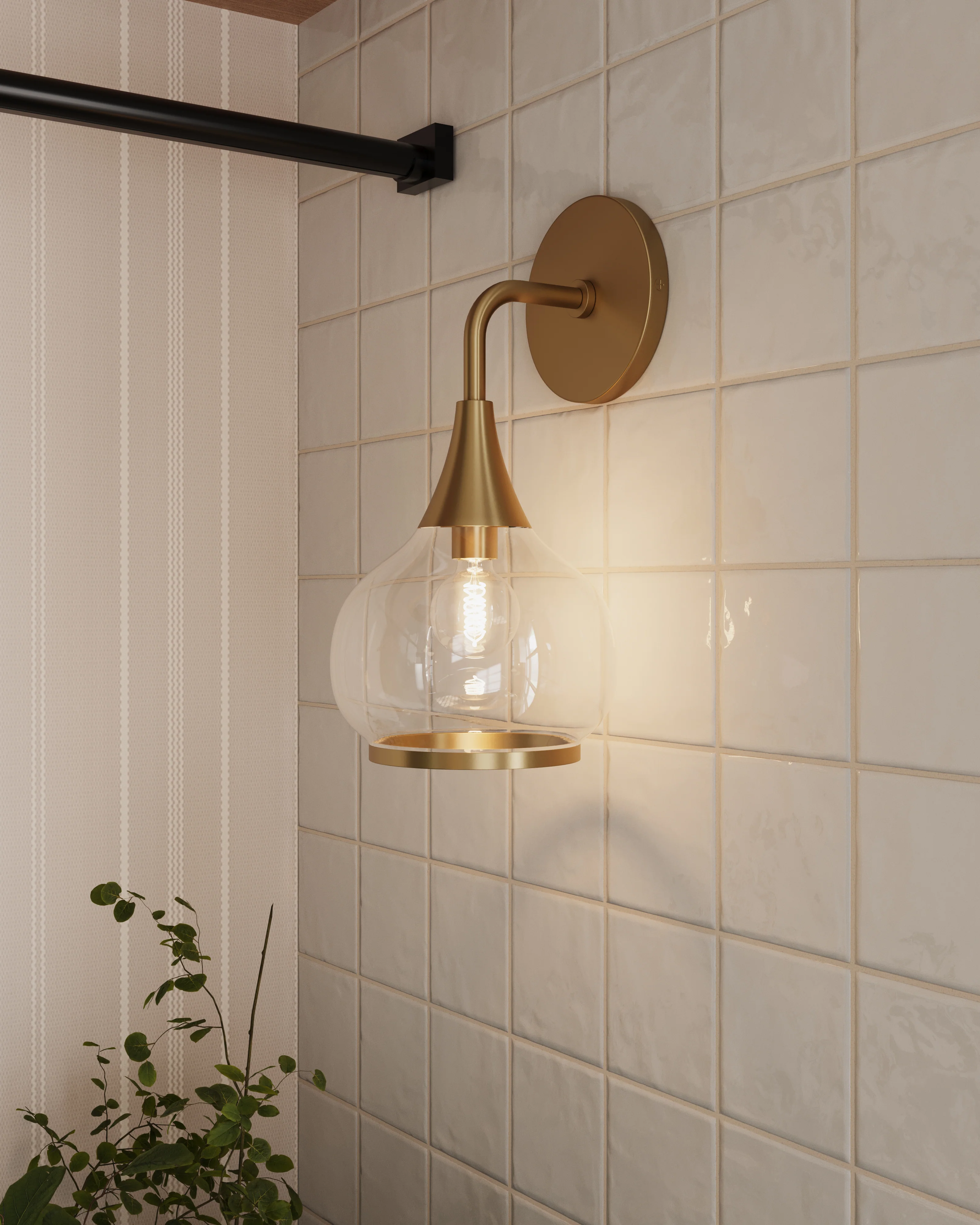 Eleanor 6" 1 Light Wall/Vanity Light in Aged Gold/Clear Glass - Image 2