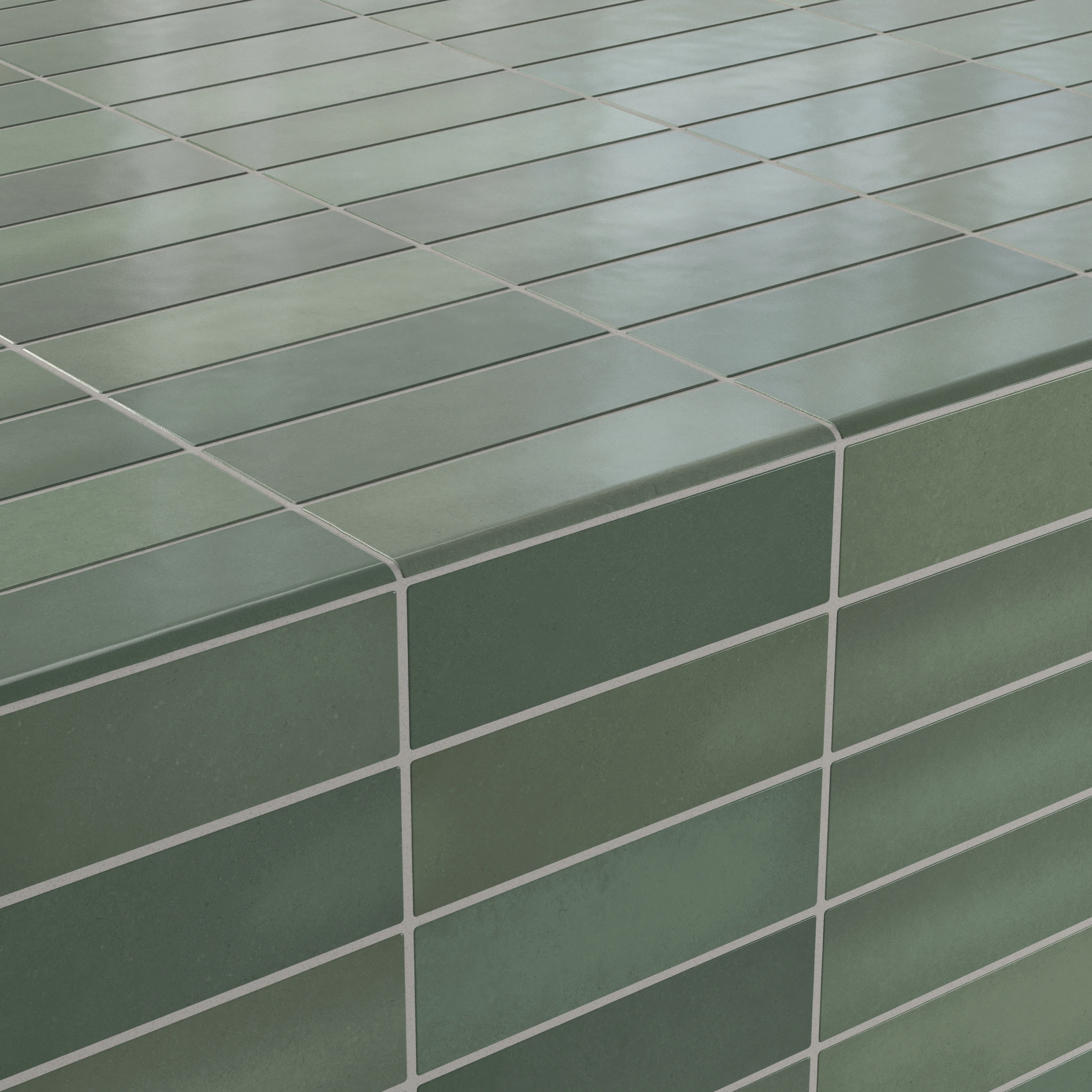 Ellie 2.5x8 Bullnose Matte Porcelain Tile in Moss - Image 5