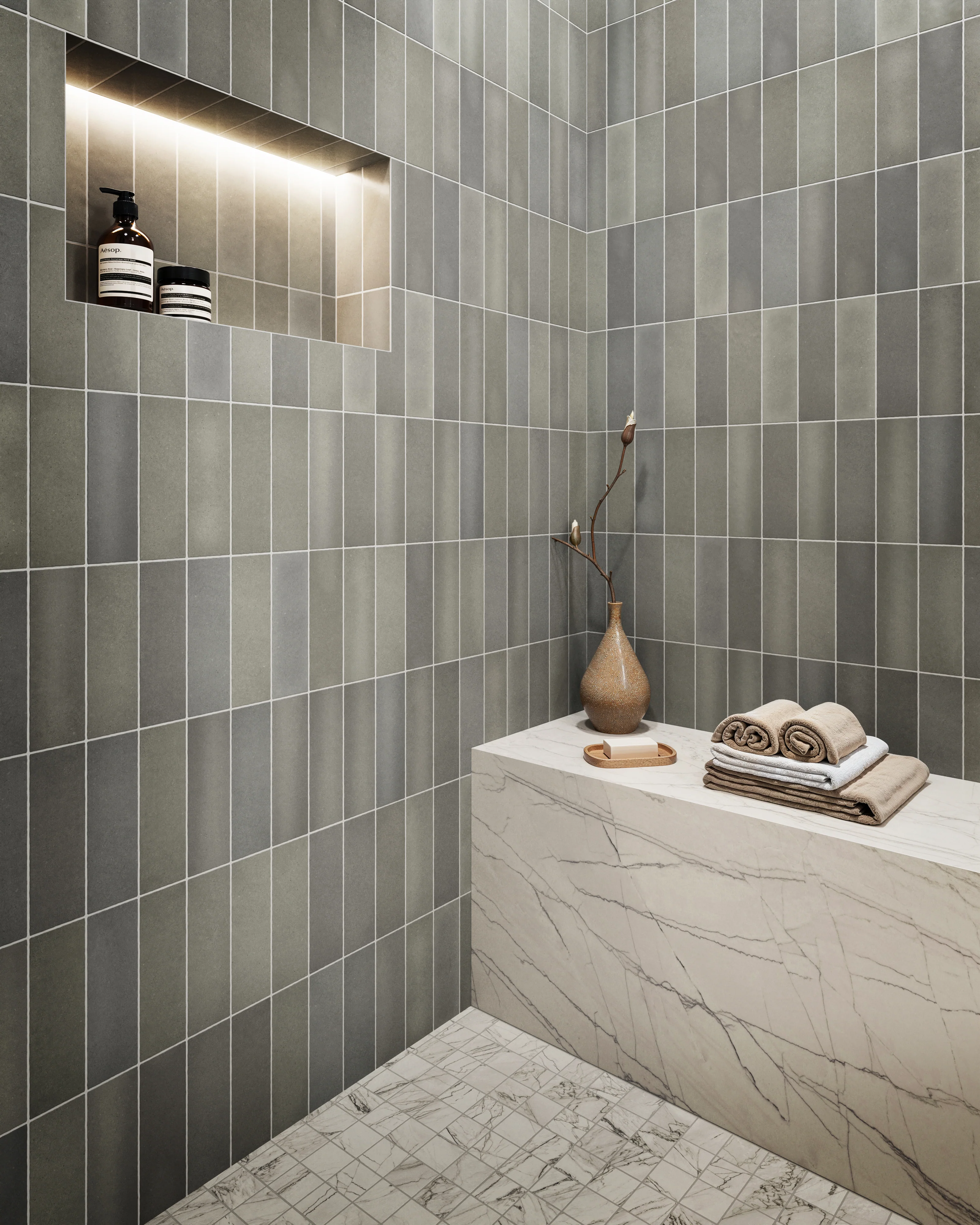 Aniston 24x48 Matte Porcelain Tile in Calacatta Quarzite - Image 16