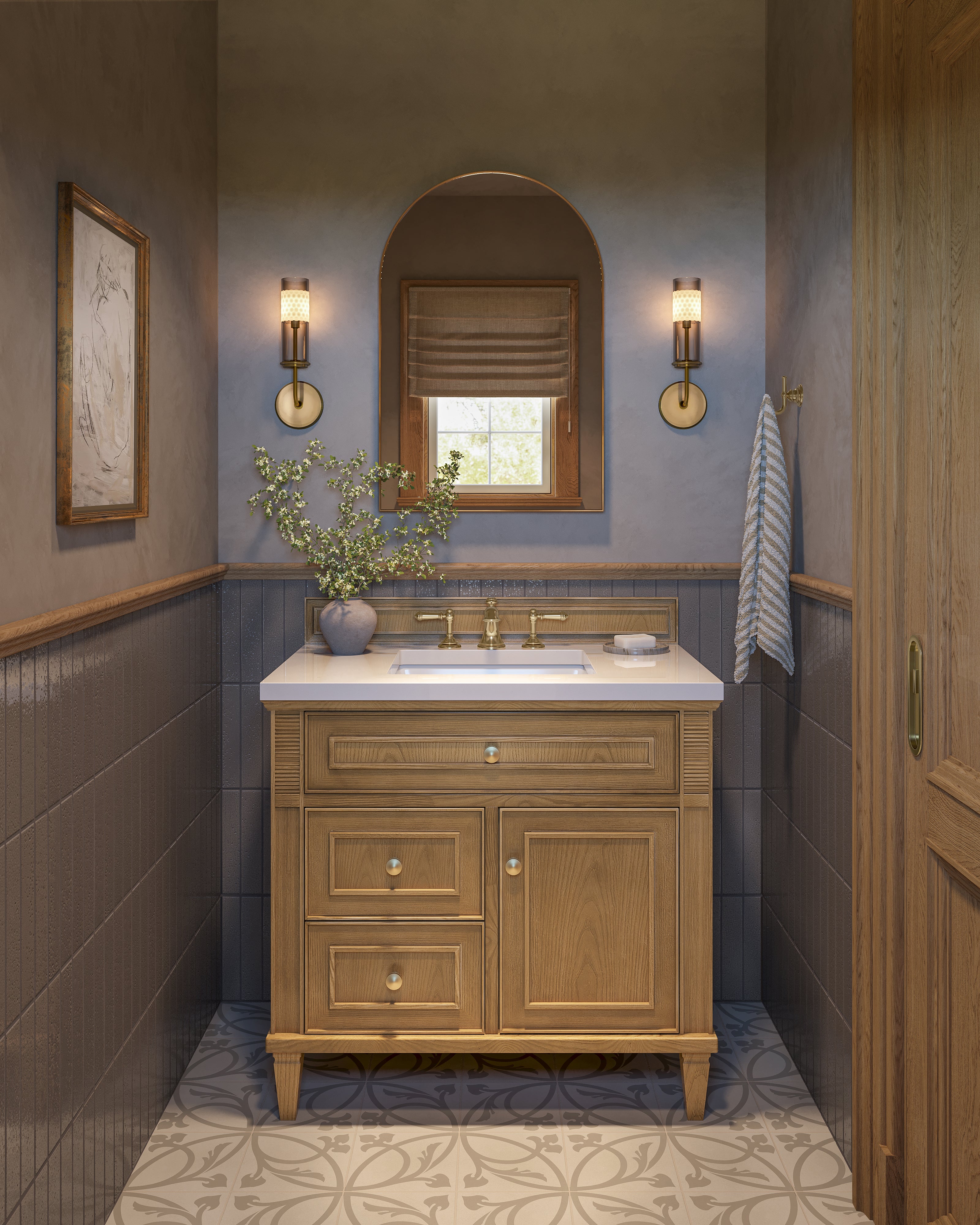Elodie 36" Single Vanity in Light Natural Oak with 3 cm White Zeus Quartz Top - Image 2