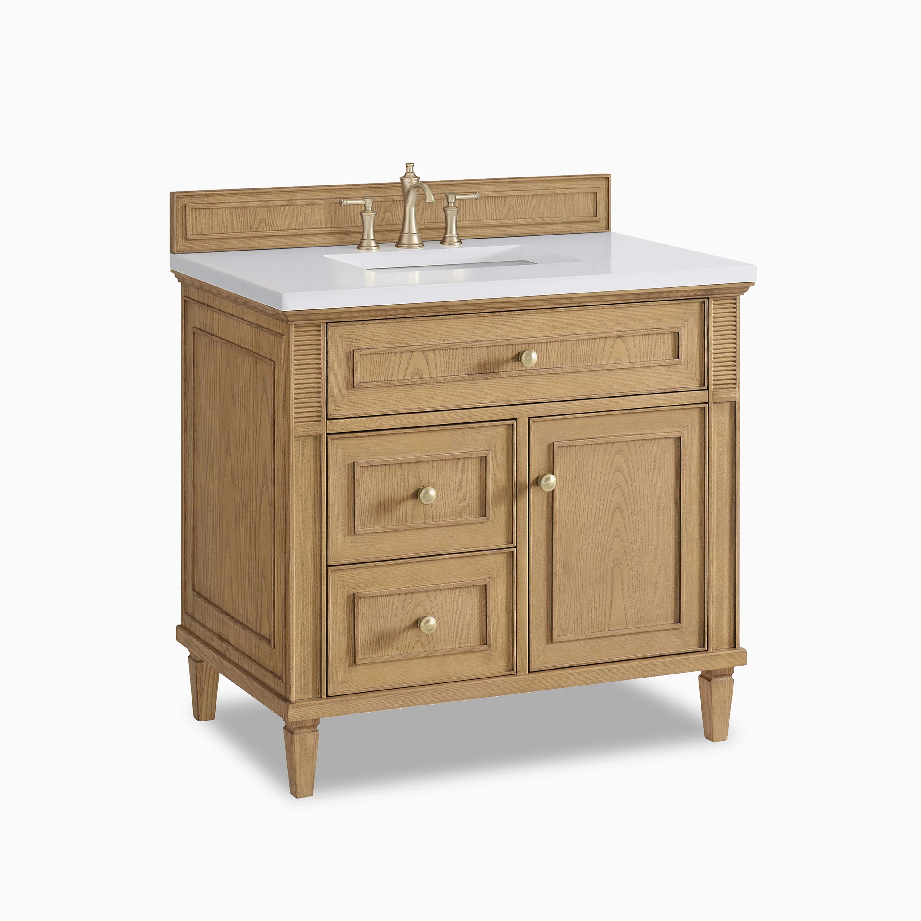 Elodie 36" Single Vanity in Light Natural Oak with 3 cm White Zeus Quartz Top - Image 3