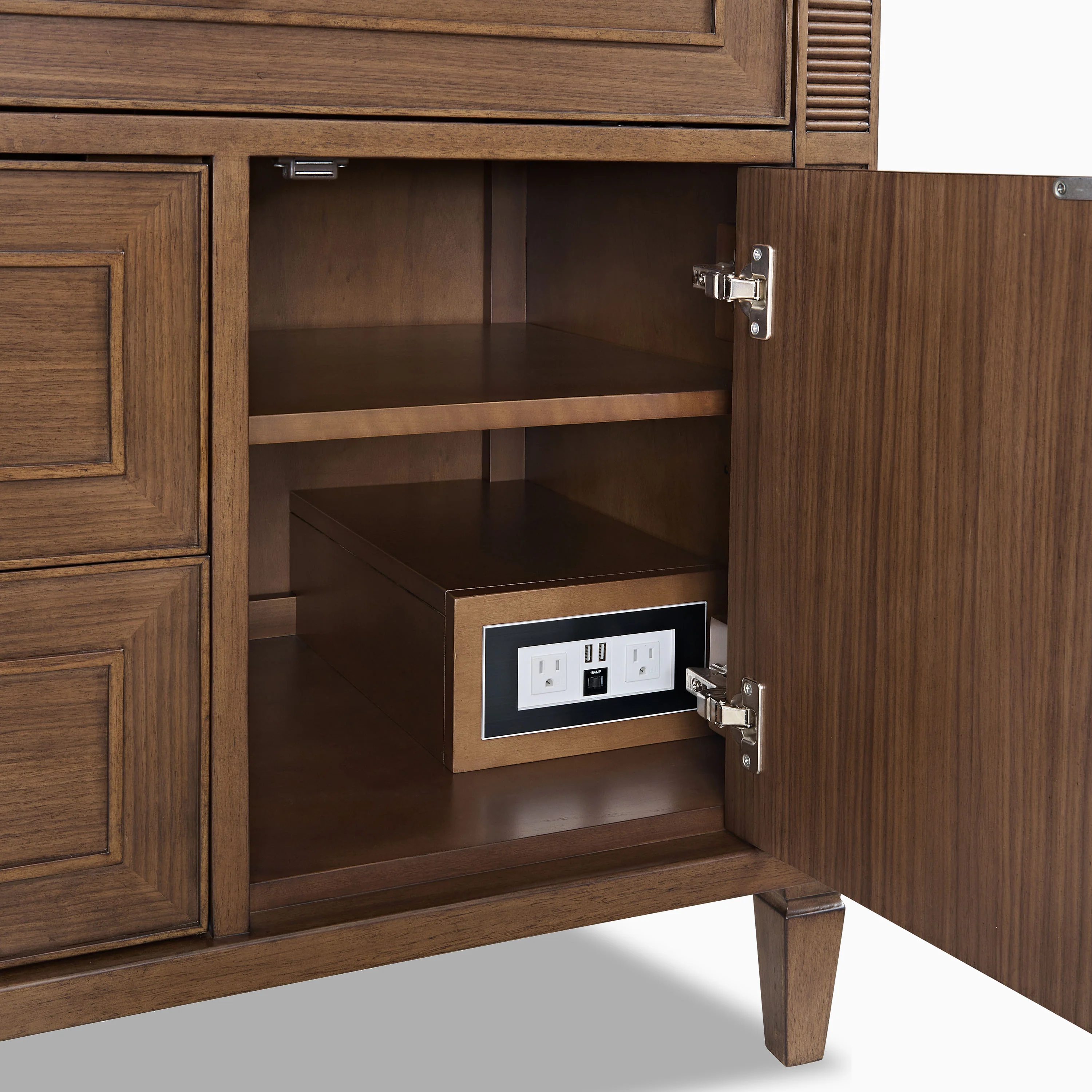 Elodie 36" Single Vanity in Mid-Century Walnut with 3 cm White Zeus Quartz Top - Image 7