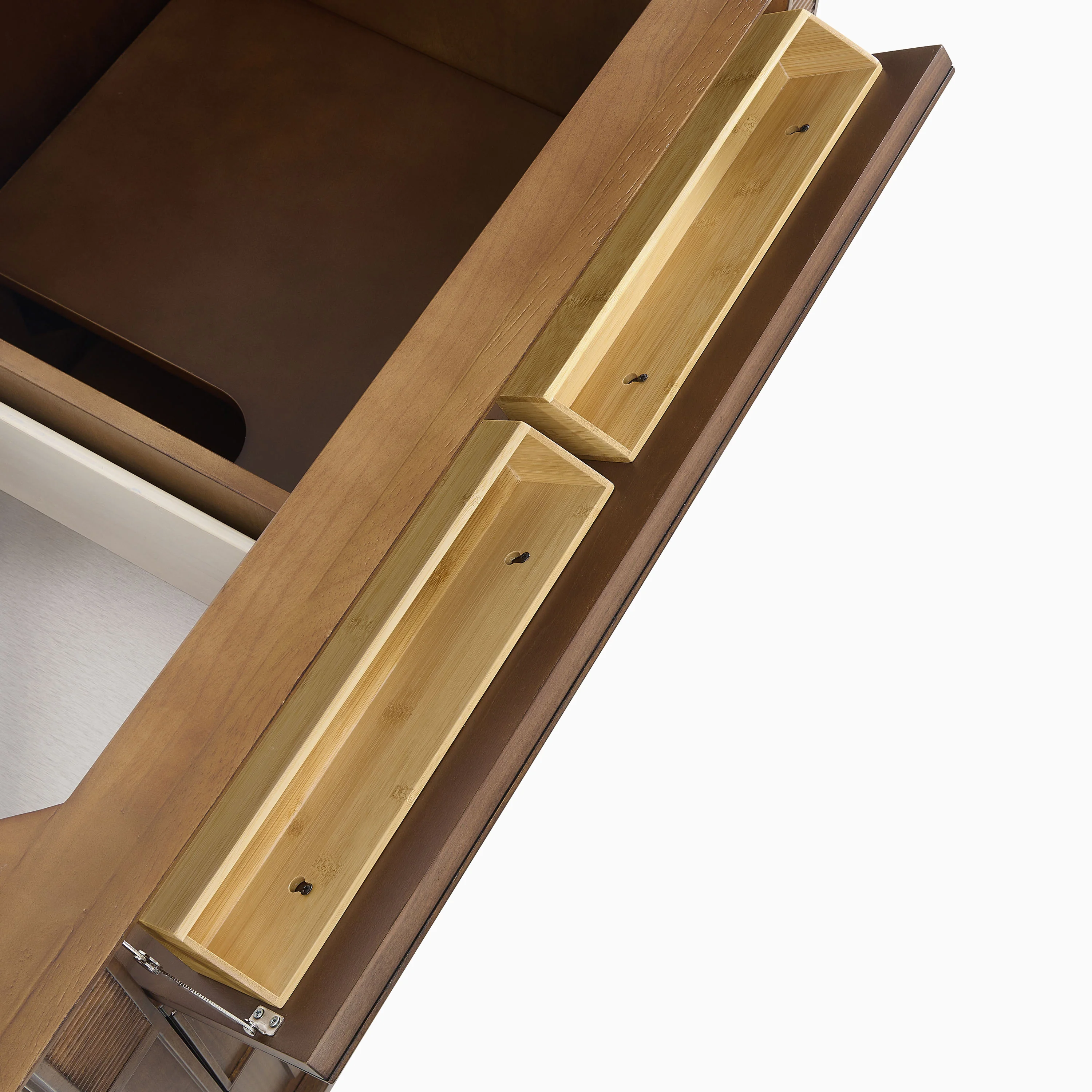 Elodie 36" Single Vanity in Mid-Century Walnut with 3 cm White Zeus Quartz Top - Image 9