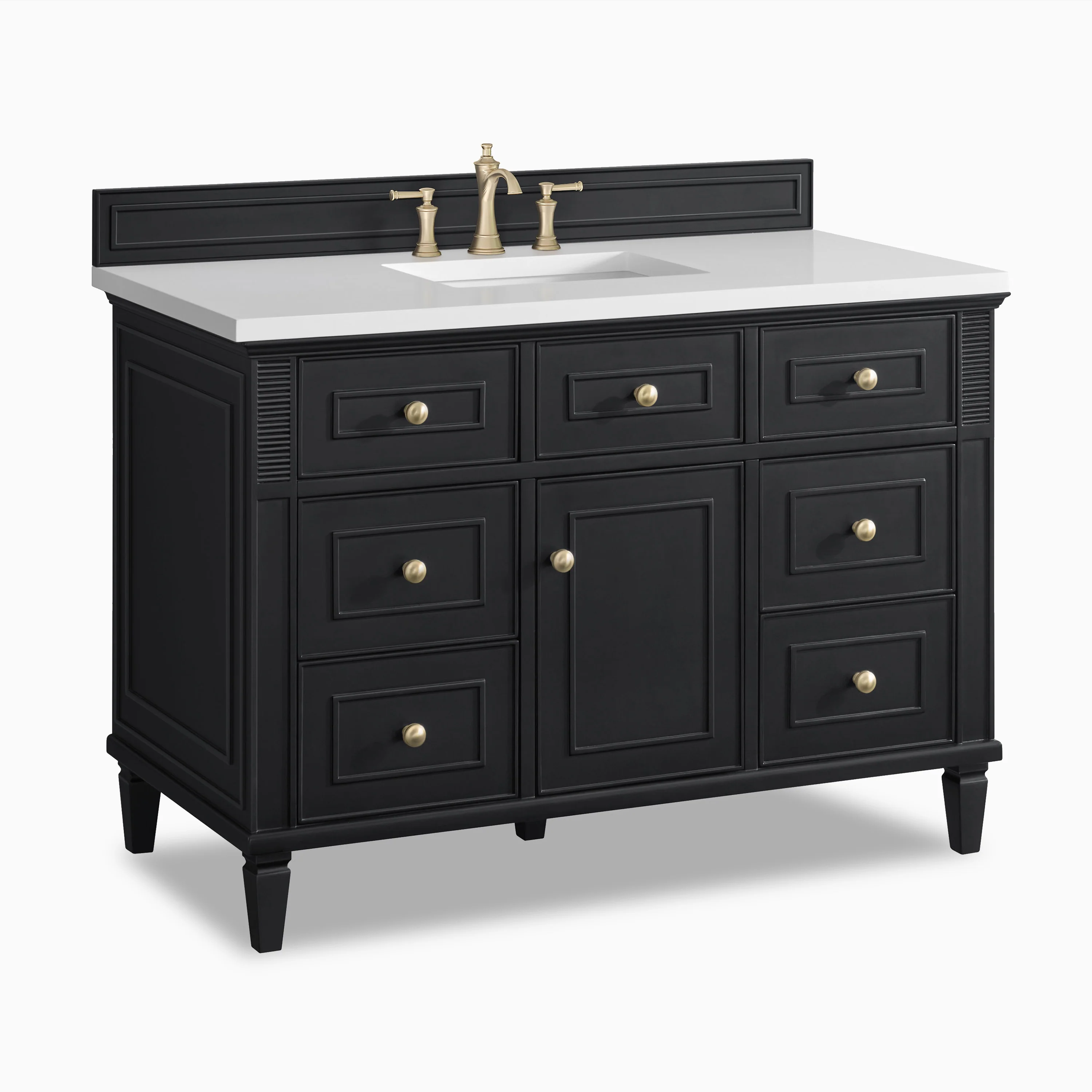 Elodie 48" Single Vanity in Black Onyx with 3 cm White Zeus Quartz Top - Image 2