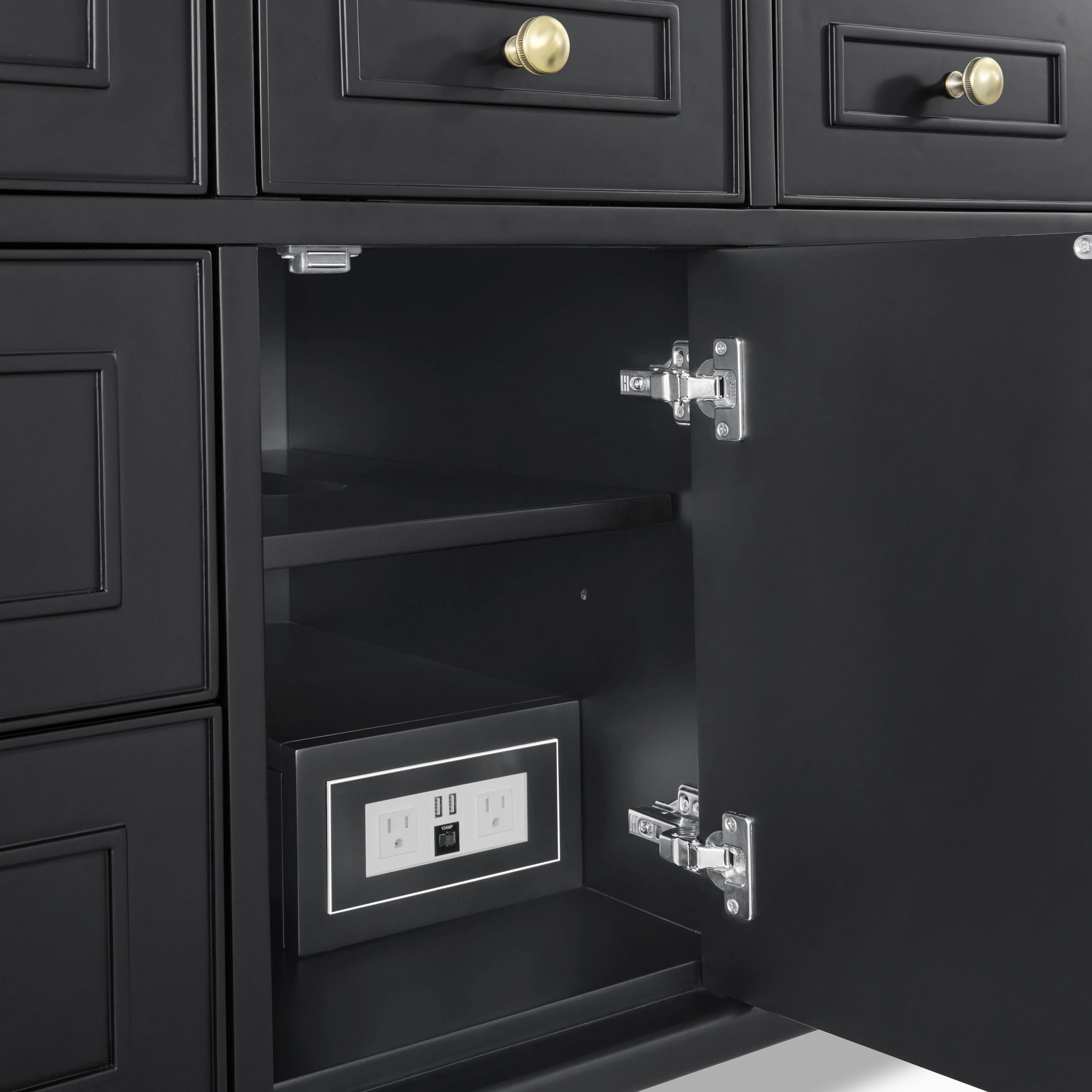 Elodie 48" Single Vanity in Black Onyx with 3 cm White Zeus Quartz Top - Image 6