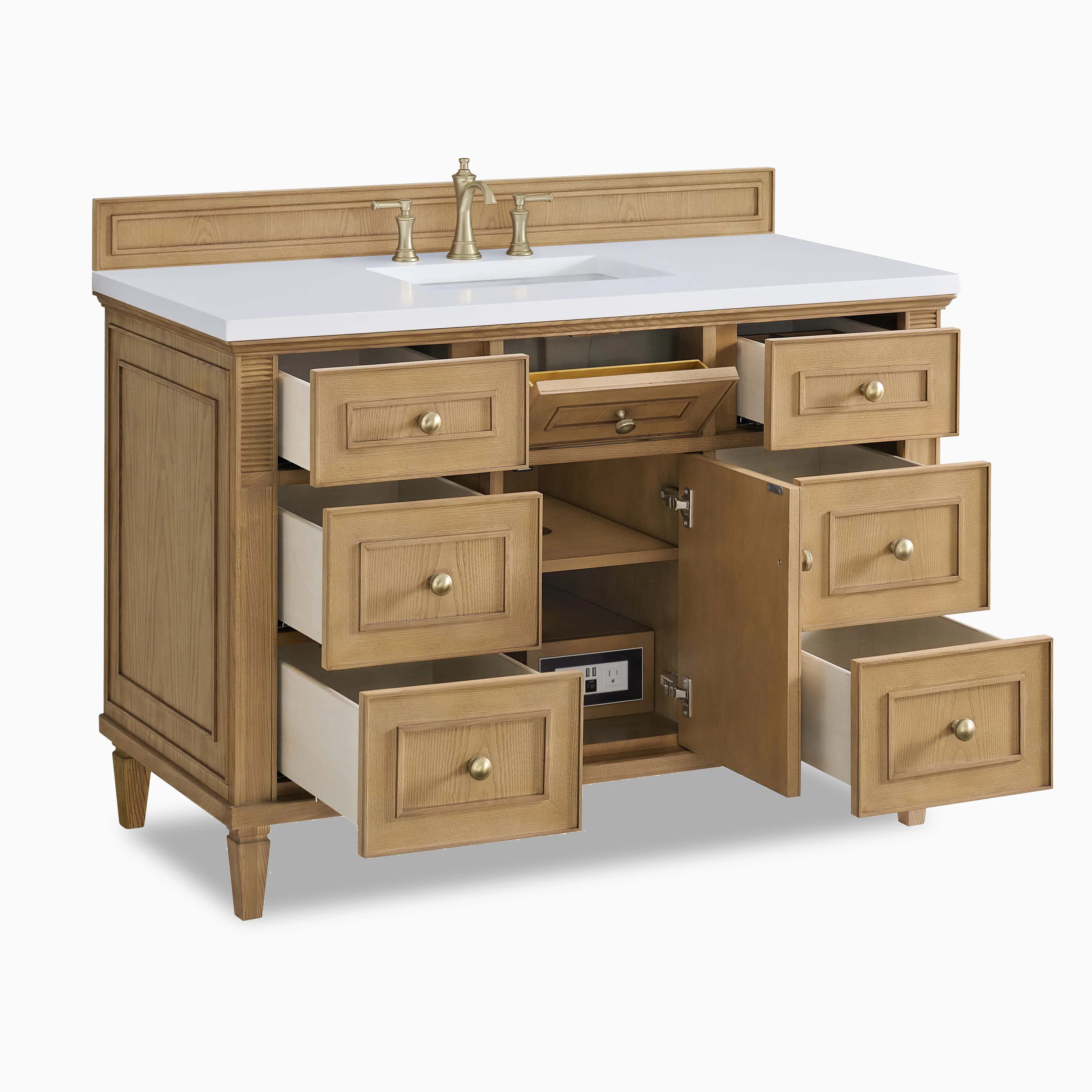 Elodie 48" Single Vanity in Light Natural Oak with 3 cm White Zeus Quartz Top - Image 4
