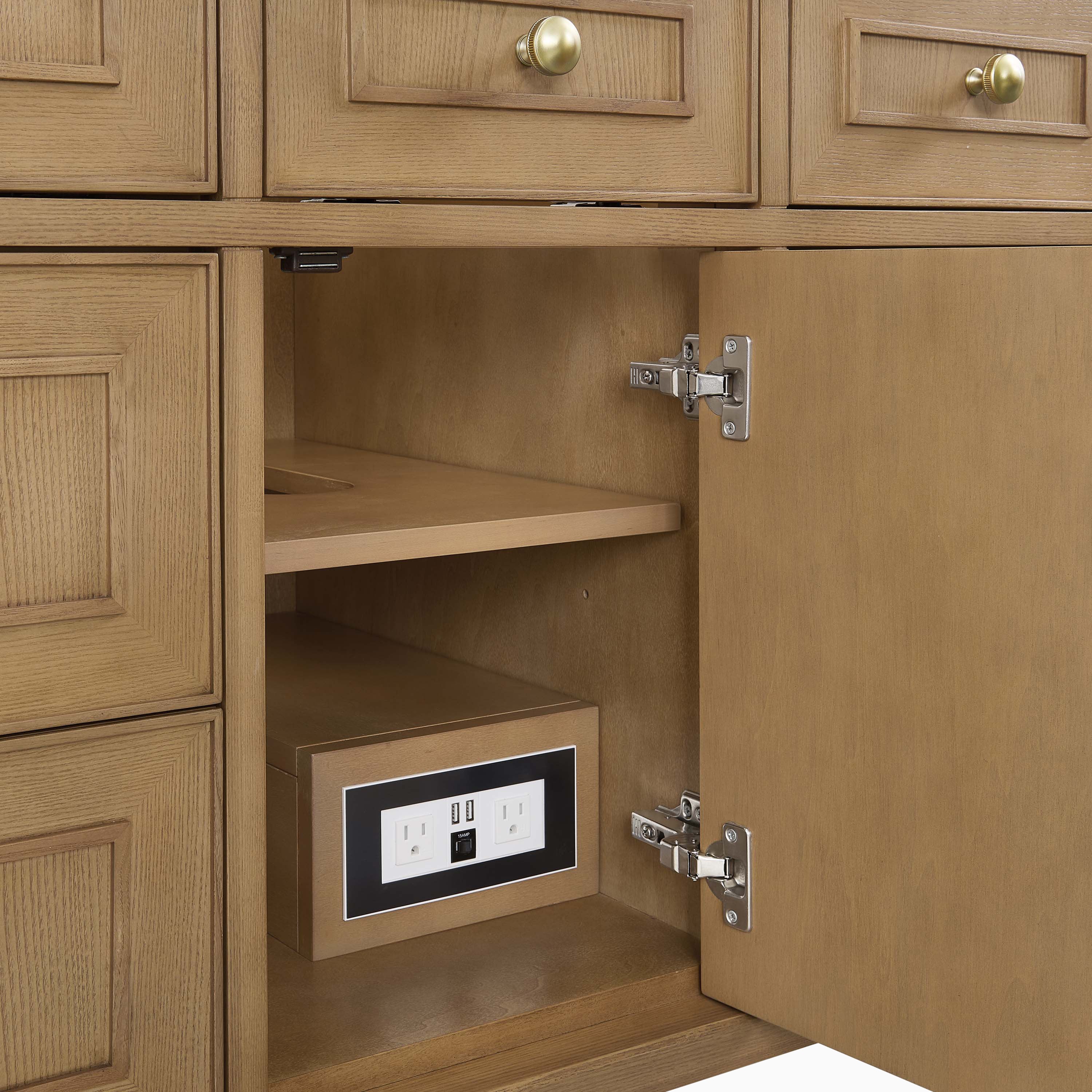 Elodie 48" Single Vanity in Light Natural Oak with 3 cm White Zeus Quartz Top - Image 7