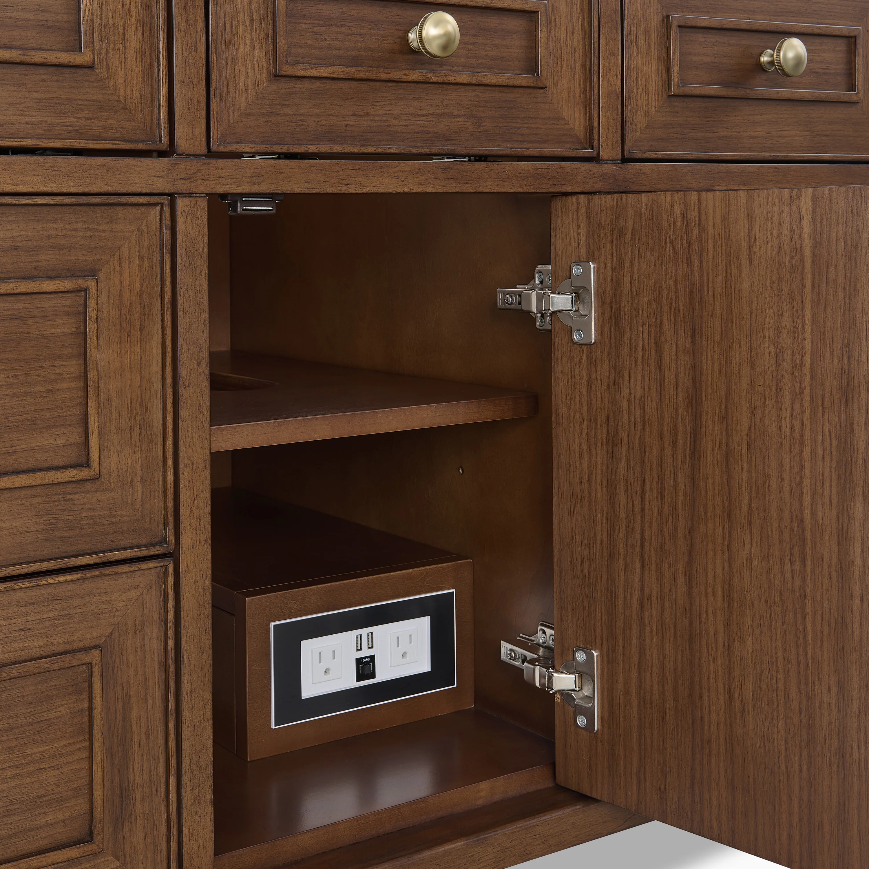 Elodie 48" Single Vanity in Mid-Century Walnut with 3 cm White Zeus Quartz Top - Image 7