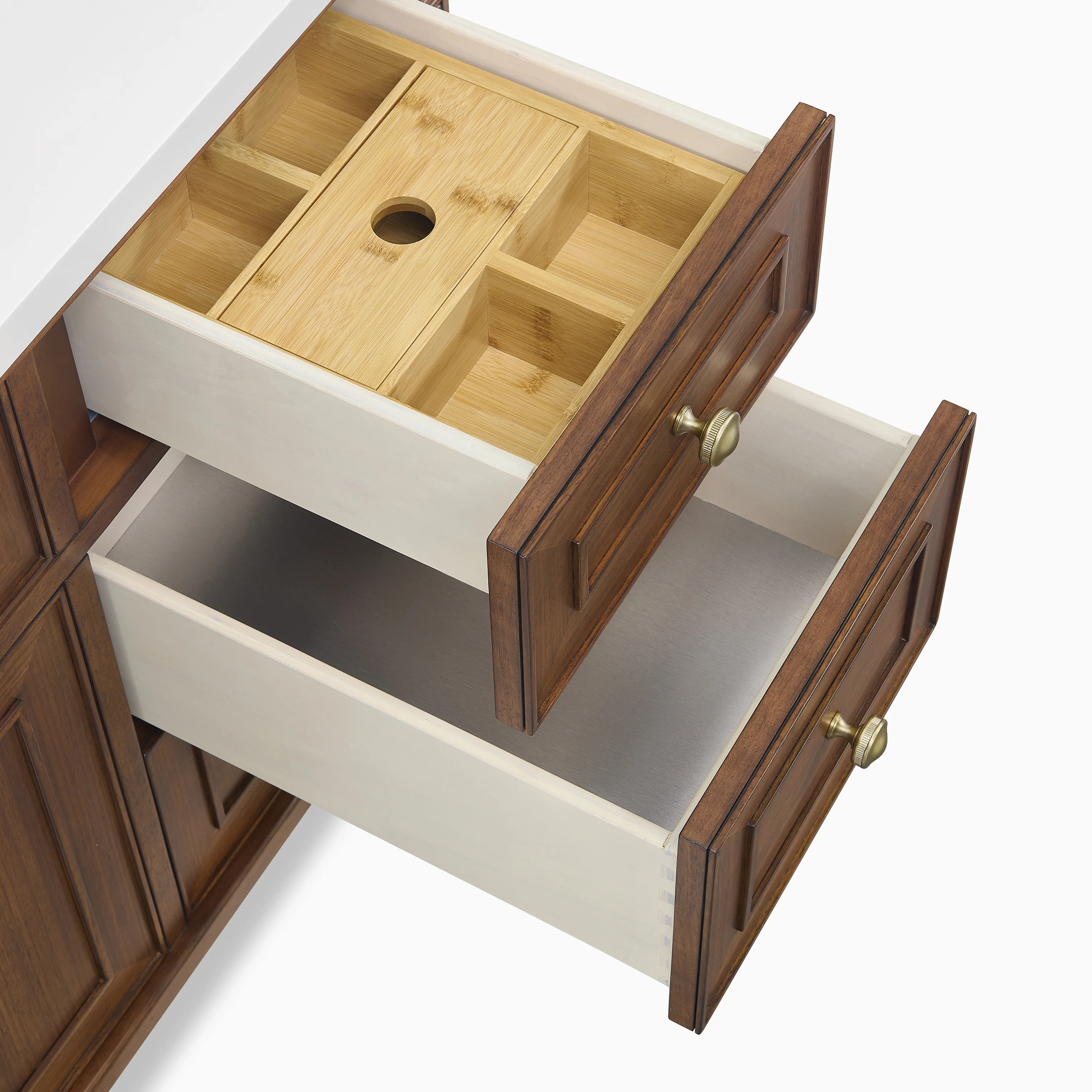 Elodie 48" Single Vanity in Mid-Century Walnut with 3 cm White Zeus Quartz Top - Image 8
