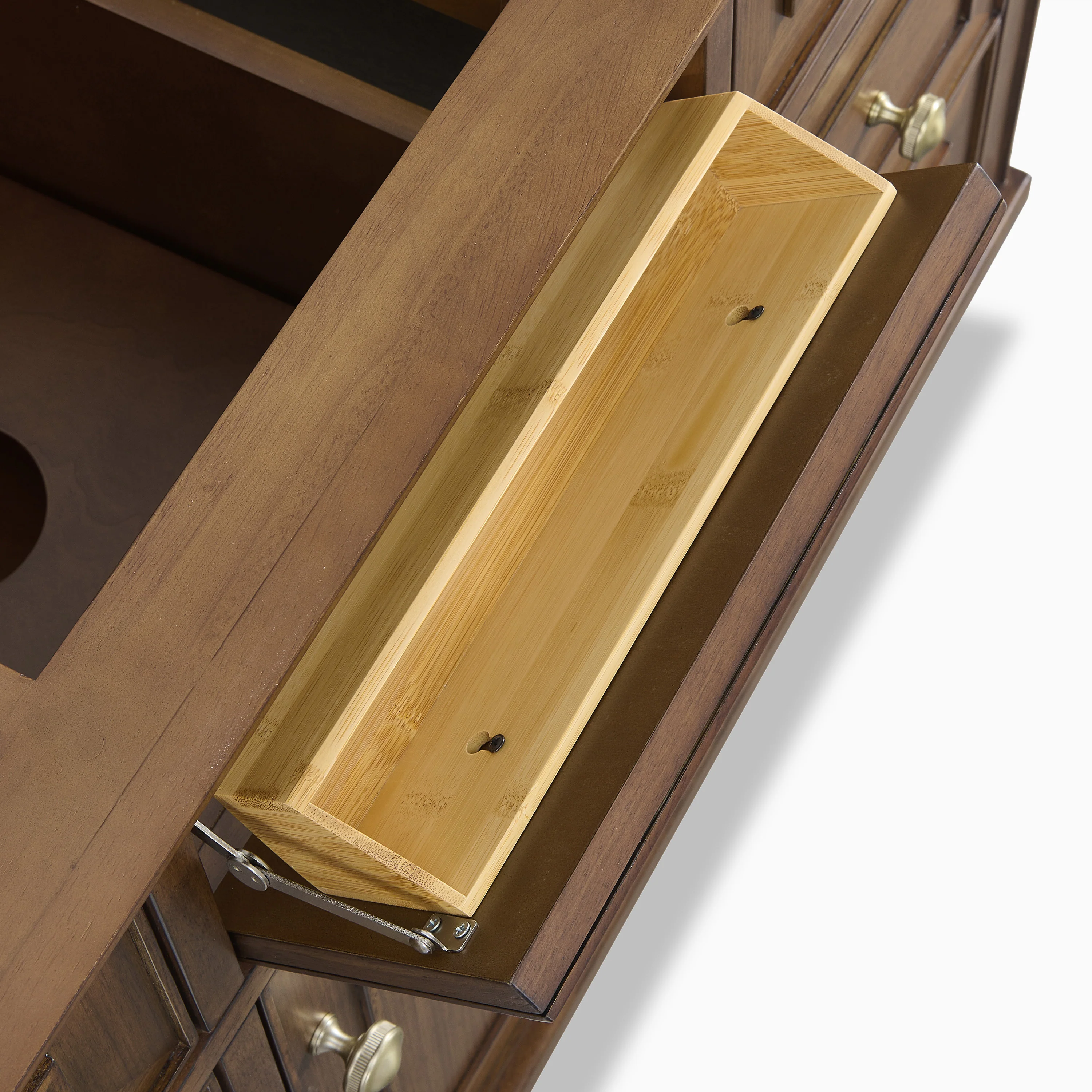 Elodie 48" Single Vanity in Mid-Century Walnut with 3 cm White Zeus Quartz Top - Image 9